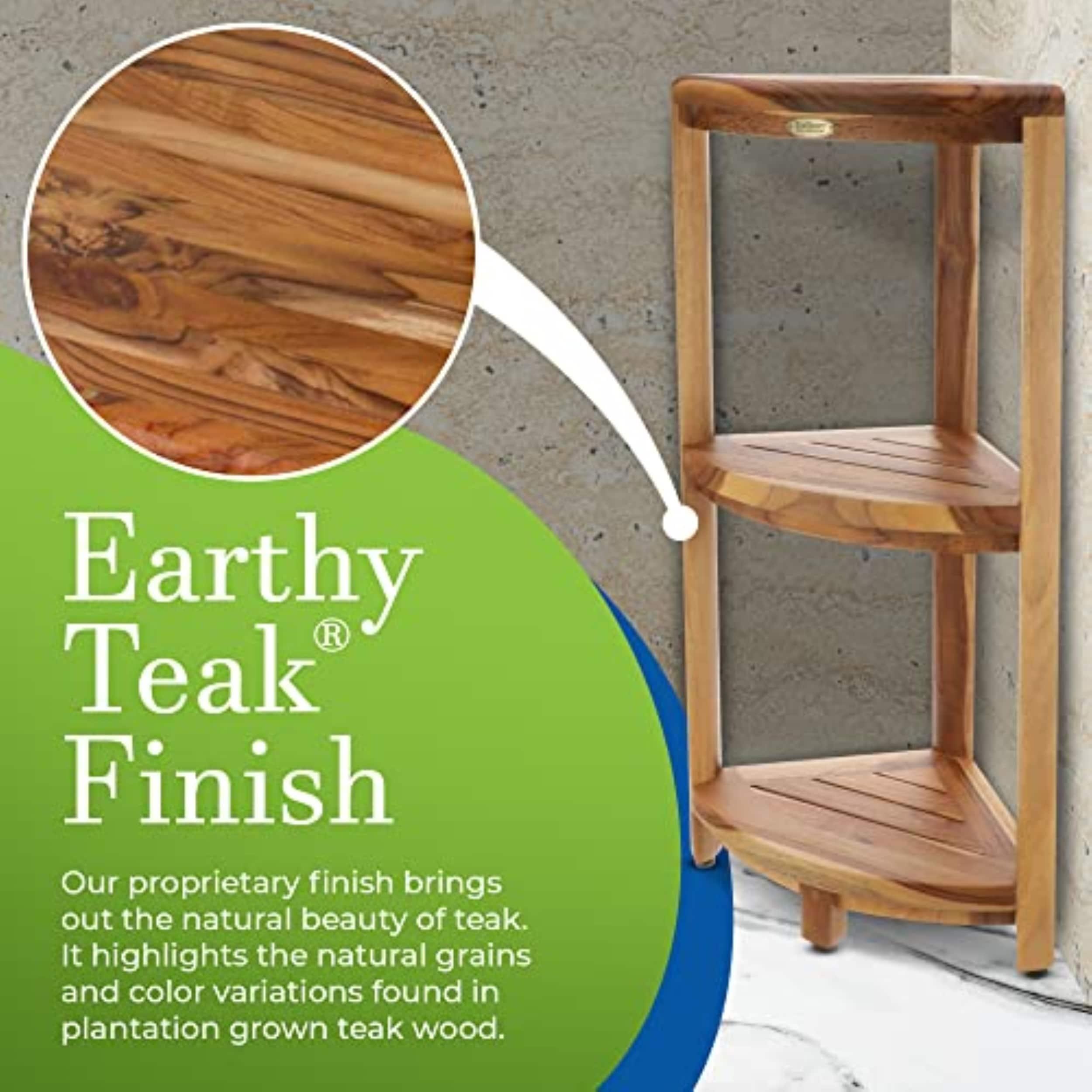 EcoDecors EcoDecors, Snazzy Corner, Teak Corner Shower Shelf, Shower Stand Corner, in EarthyTeak™