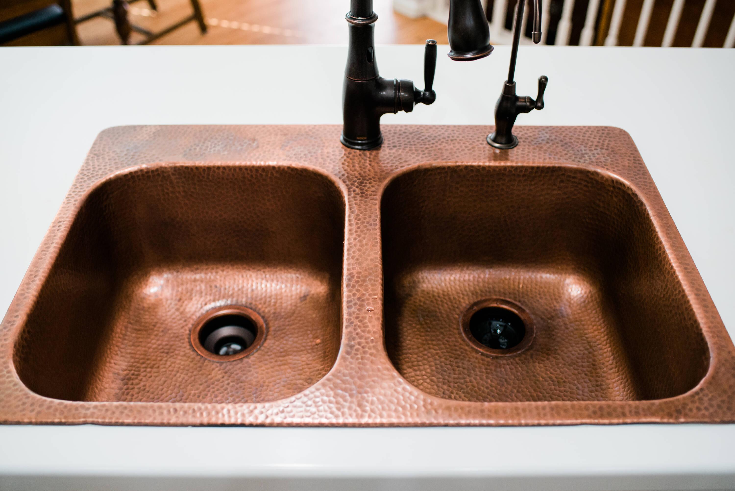 Santi Copper 33" Double Bowl Drop-In Kitchen Sink