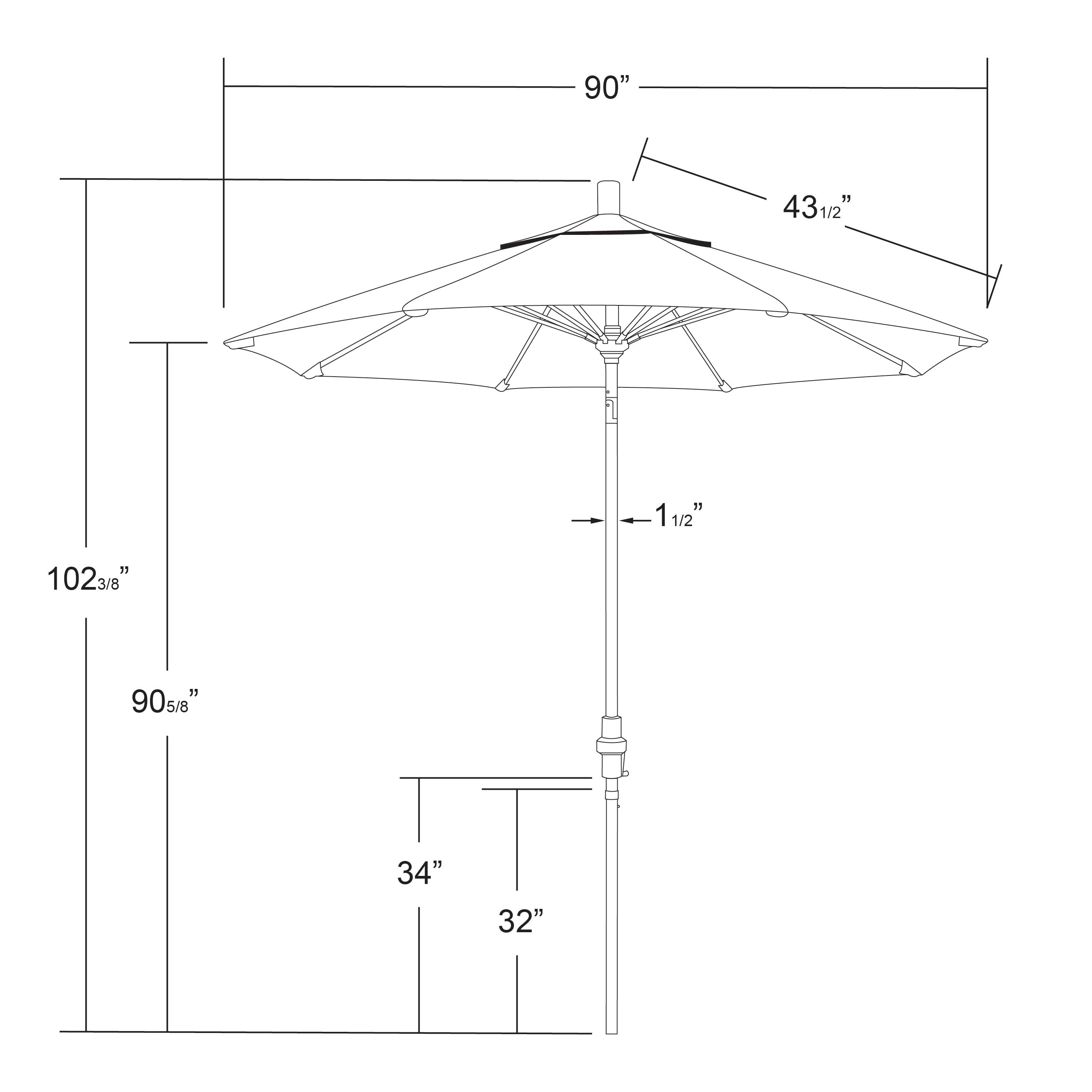 7.5-ft Green Sunbrella Aluminum Market Patio Umbrella with Bronze Finish