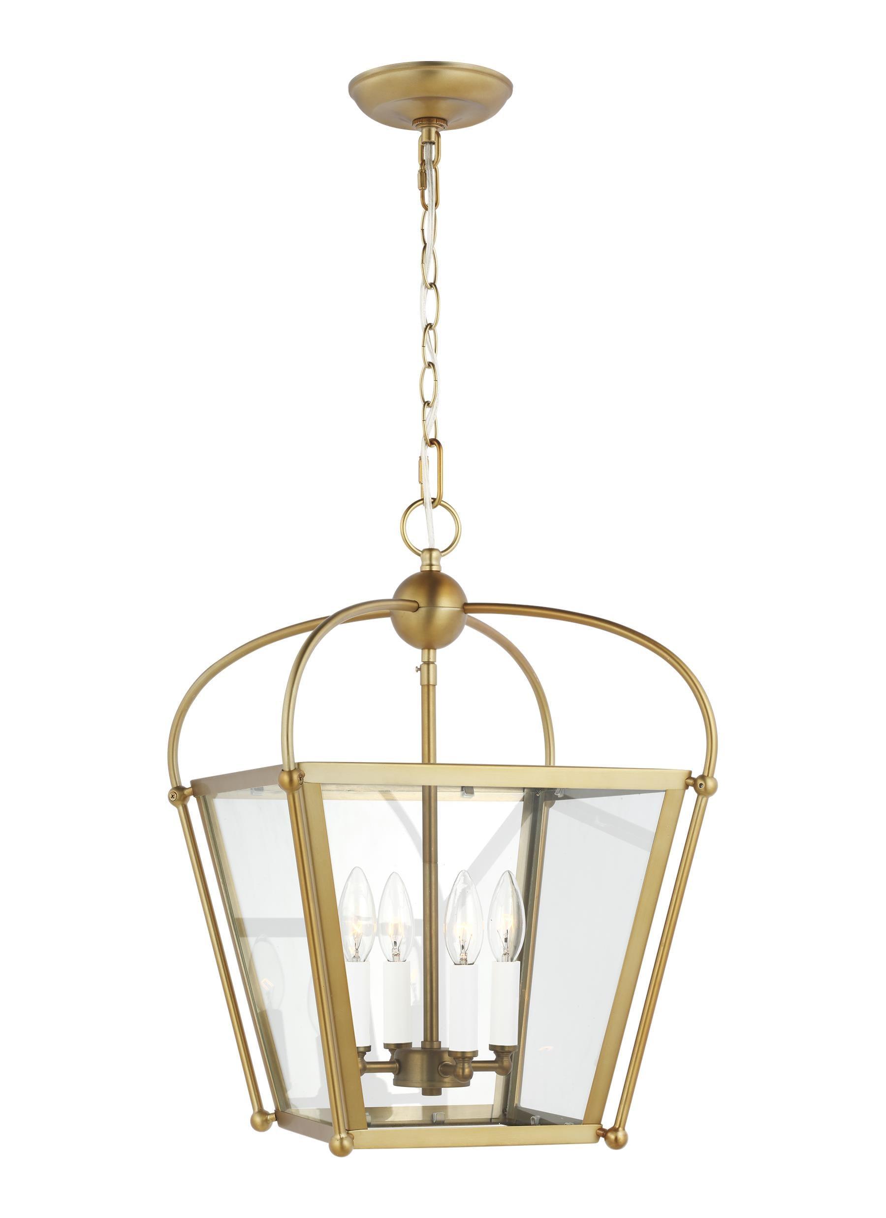 Charleston Small 4-Light Satin Brass Shaded Pendant Light
