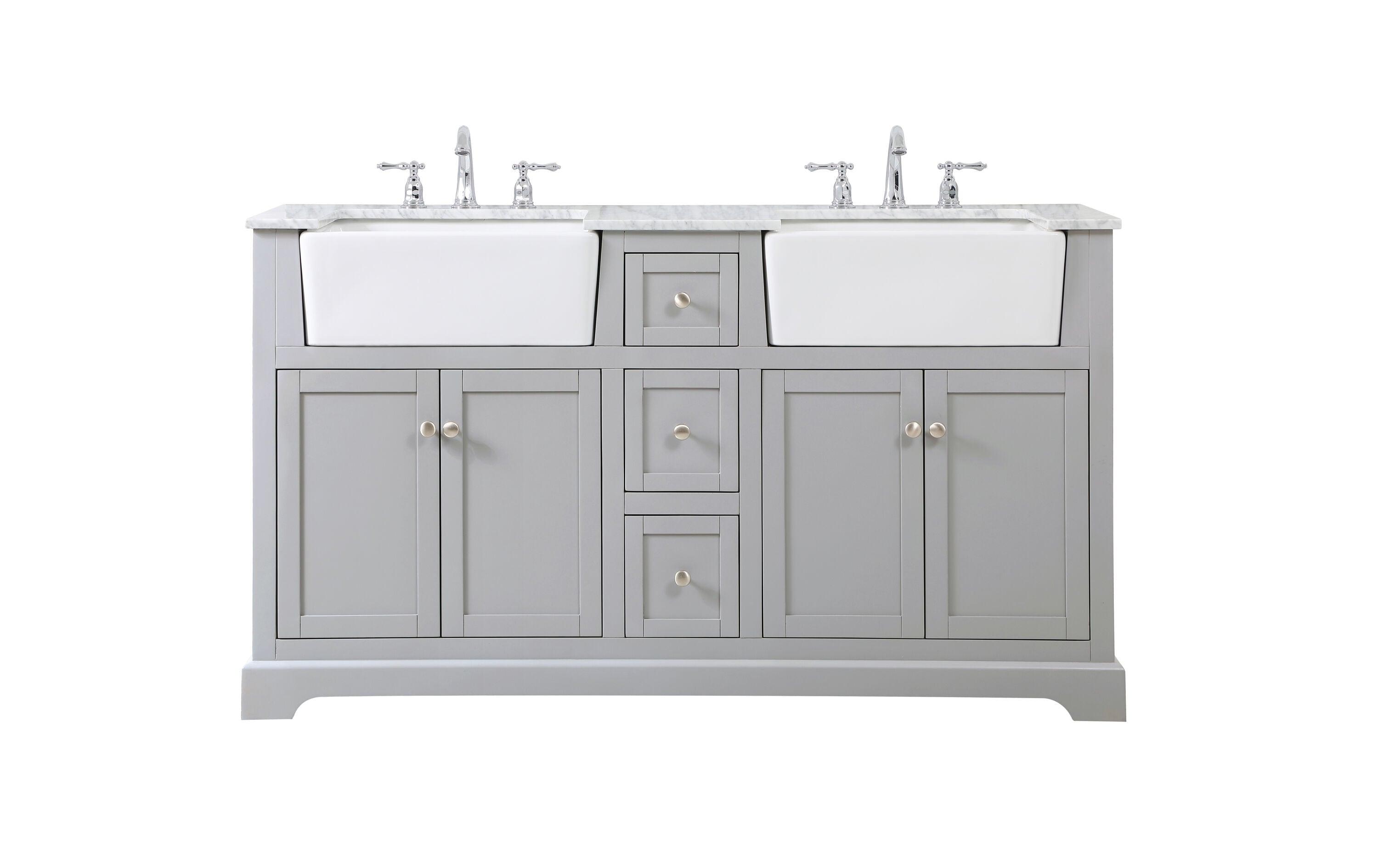 Elegant Decor Franklin 60" Aluminum MDF Double Bathroom Vanity in Gray