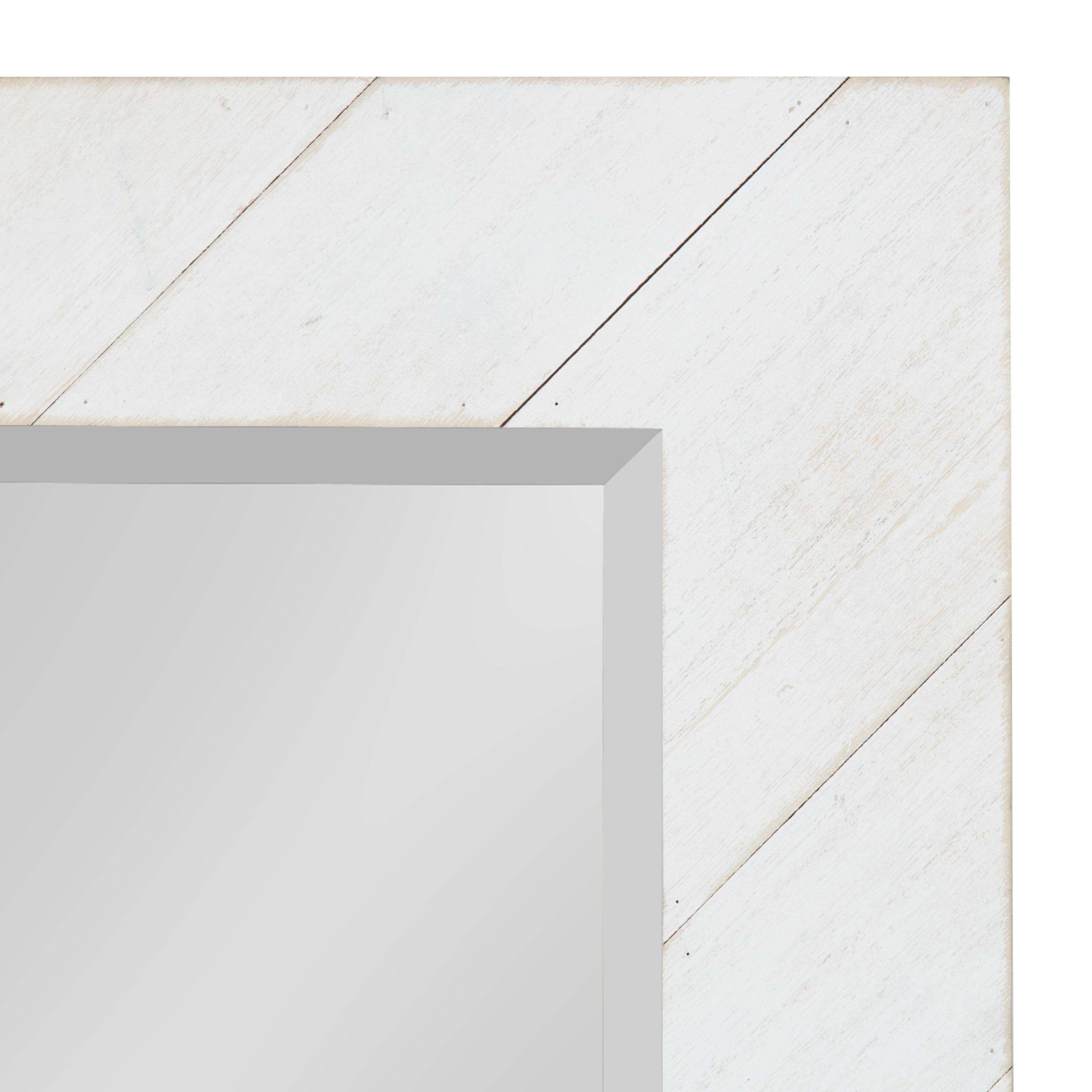 24" x 30" Rost Pieced Wood Framed Wall Mirror White - DesignOvation: Modern Rectangle, No Assembly Required