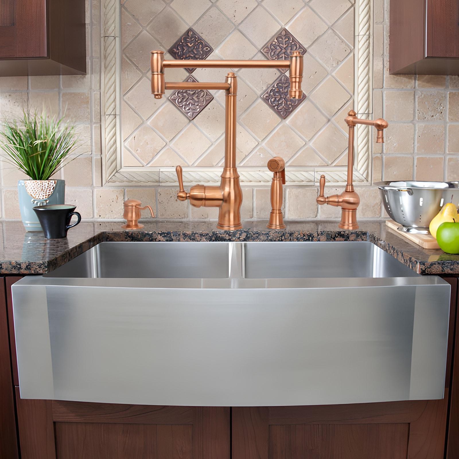 Akicon Copper Single Handle Deck-mount Pot Filler Kitchen Faucet ( Side Sprayer Included )