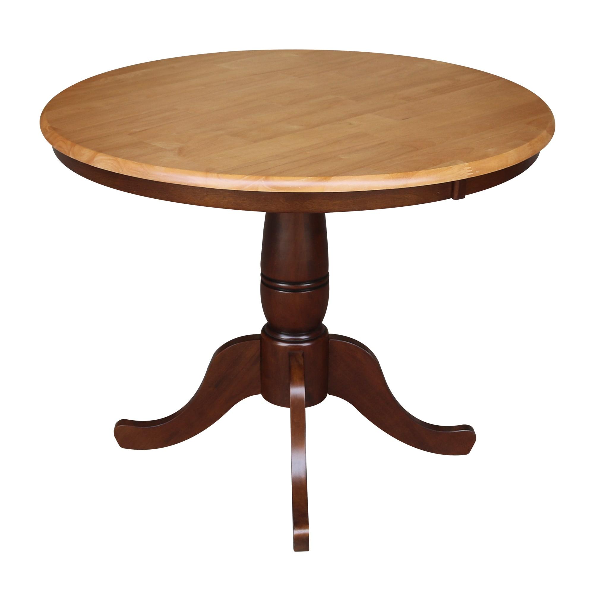 36" Round Top Pedestal Dining Table Cinnamon/Espresso – International Concepts: Solid Wood, Seats 4