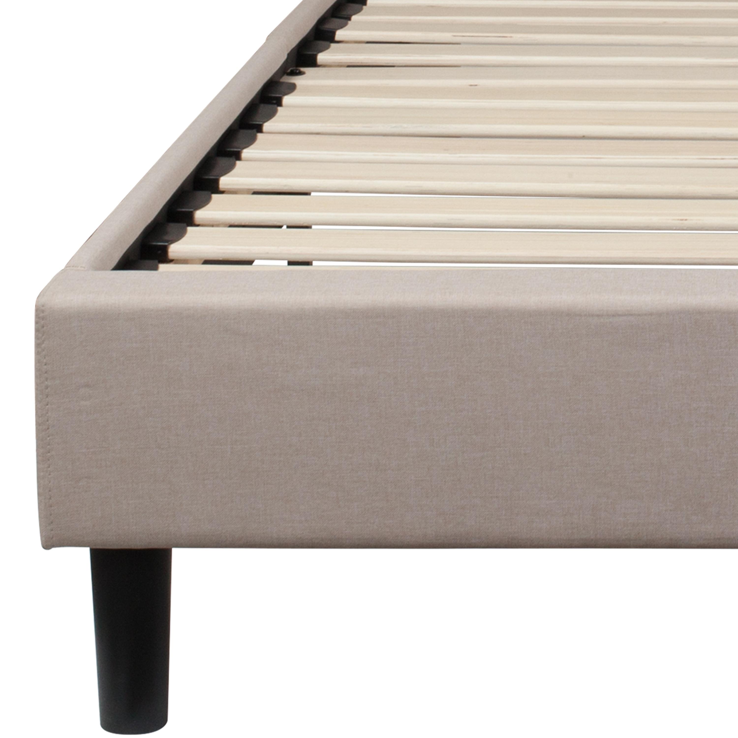 Flash Furniture Brighton Full Size Tufted Upholstered Platform Bed in Beige Fabric