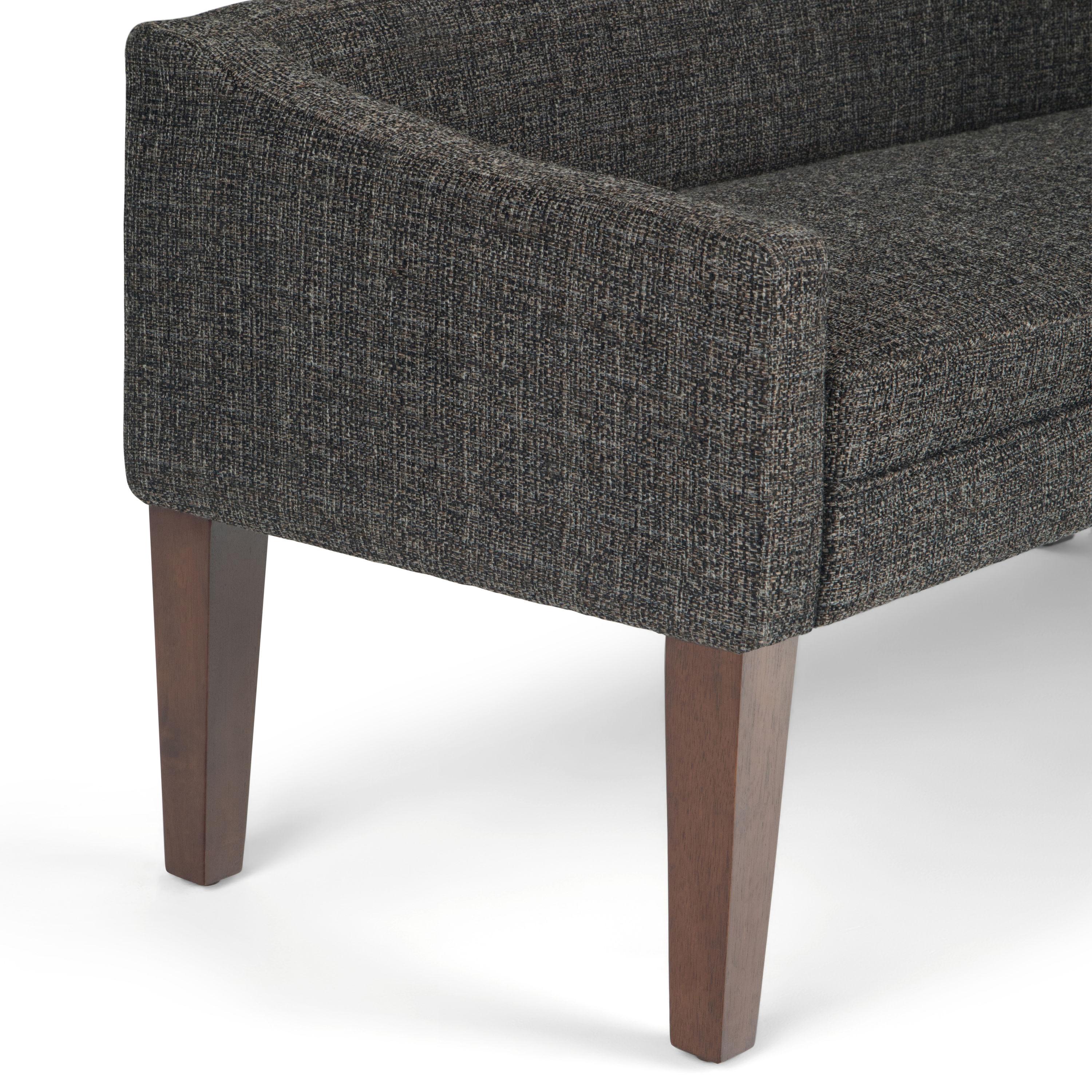 Simpli Home Parris 50"W Upholstered Contemporary Fabric Entryway Bench with Low-Profile Back and Swooped Arms