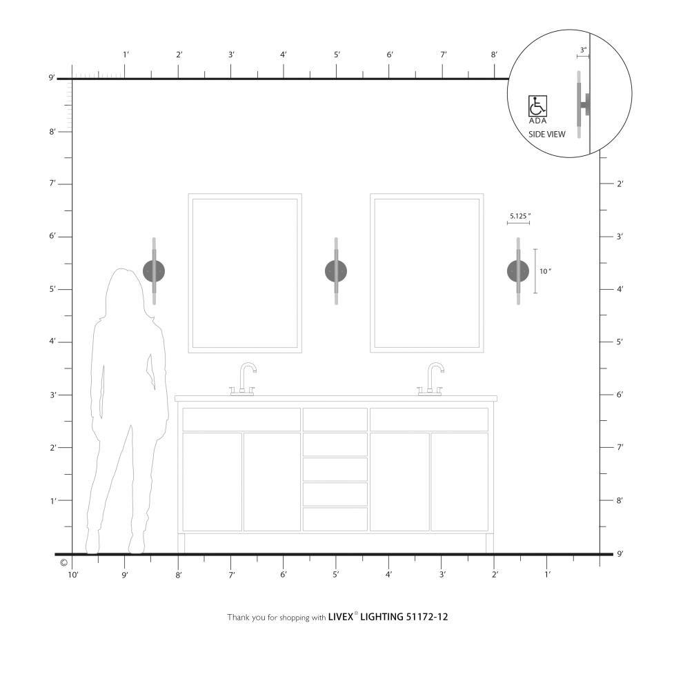 Livex Lighting - Copenhagen - 2 Light ADA Wall Sconce in Mid Century Modern