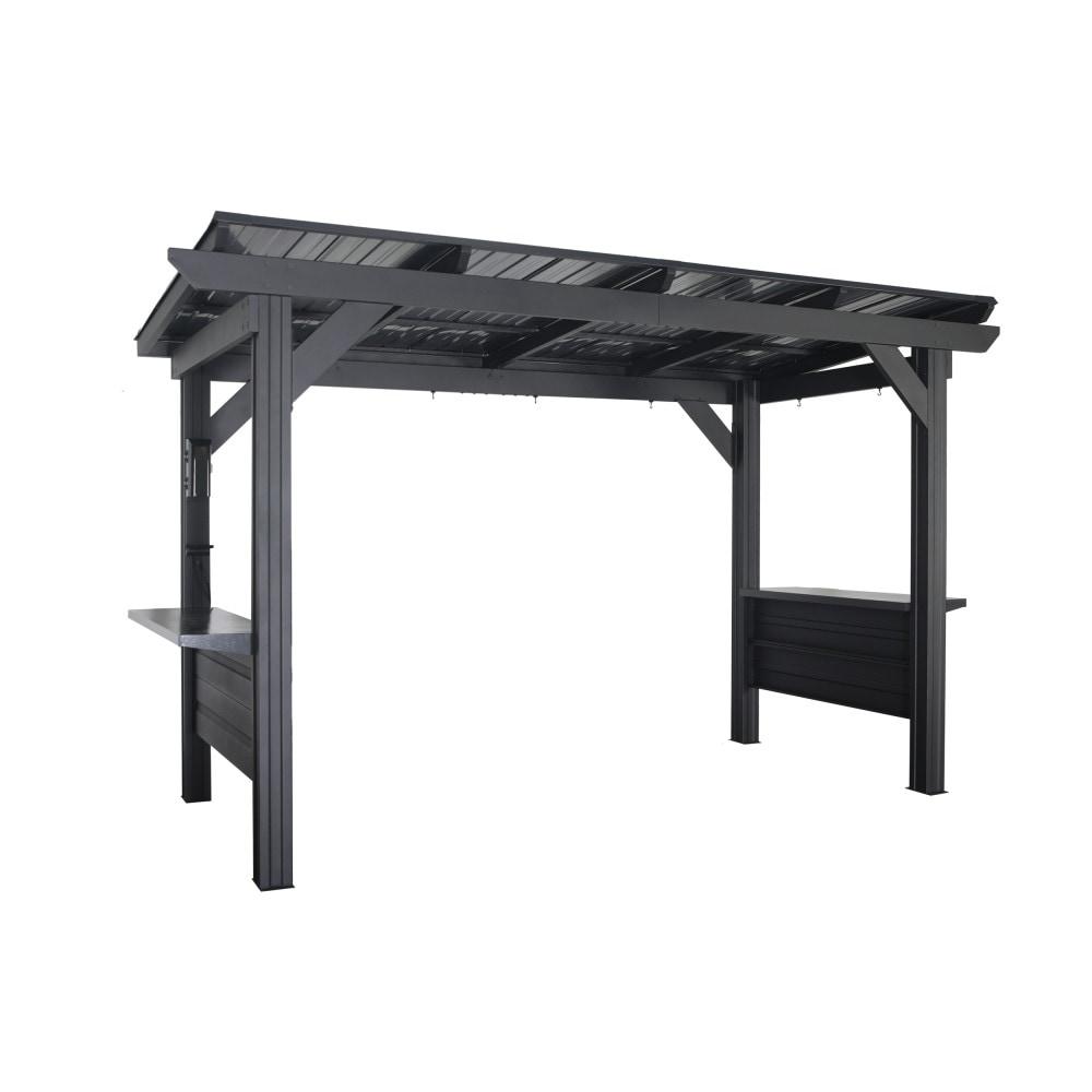 Backyard Discovery Rockport XL 12x6' Galvanized Steel Grill Gazebo, Bar Tops, PowerPort