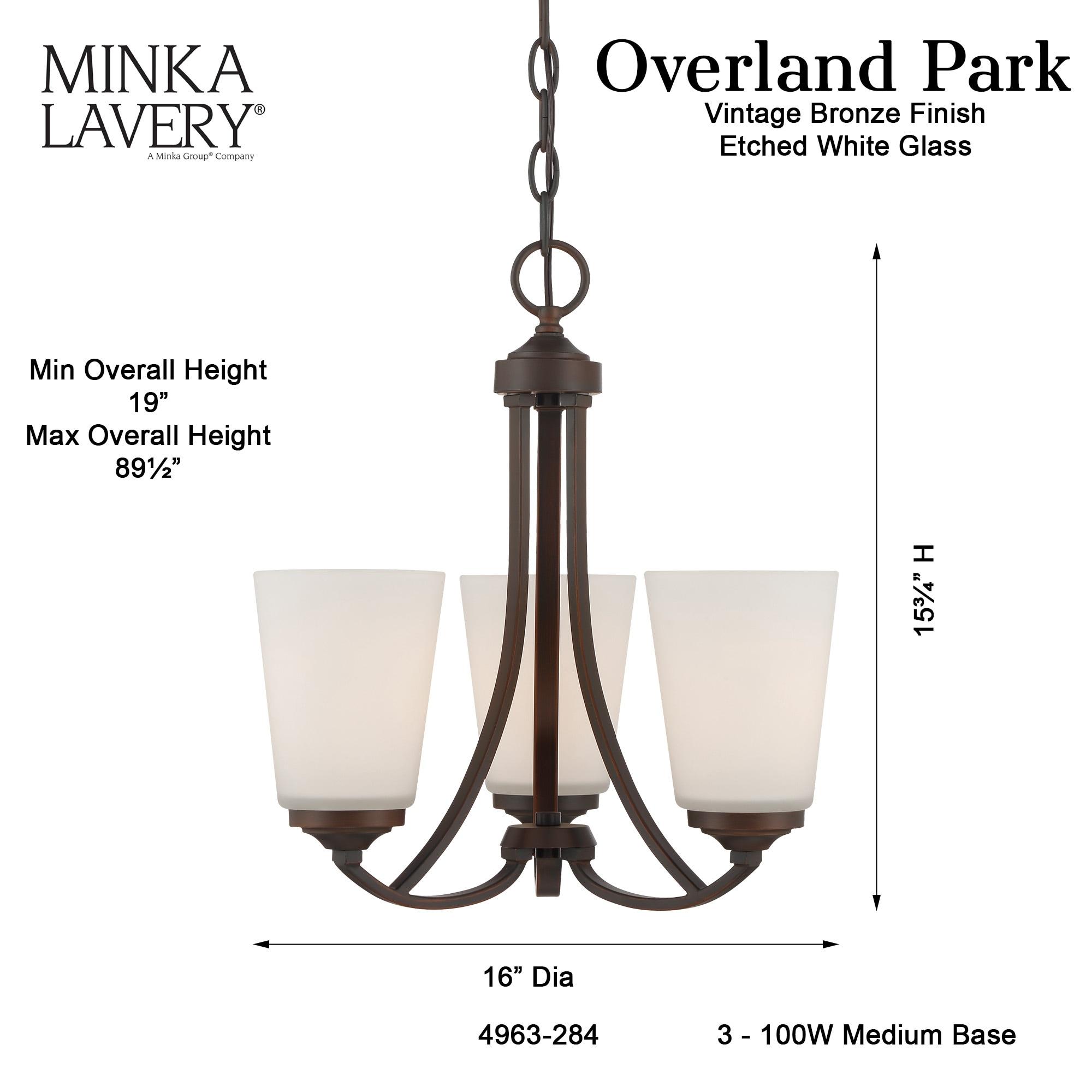 Minka Lavery 4963-284 Overland Park 3 Light Mini Chandelier in Vintage Bronze
