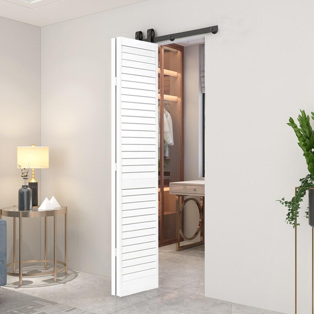 Calhome 80'' Solid Wood Louvered Bi-Fold Door