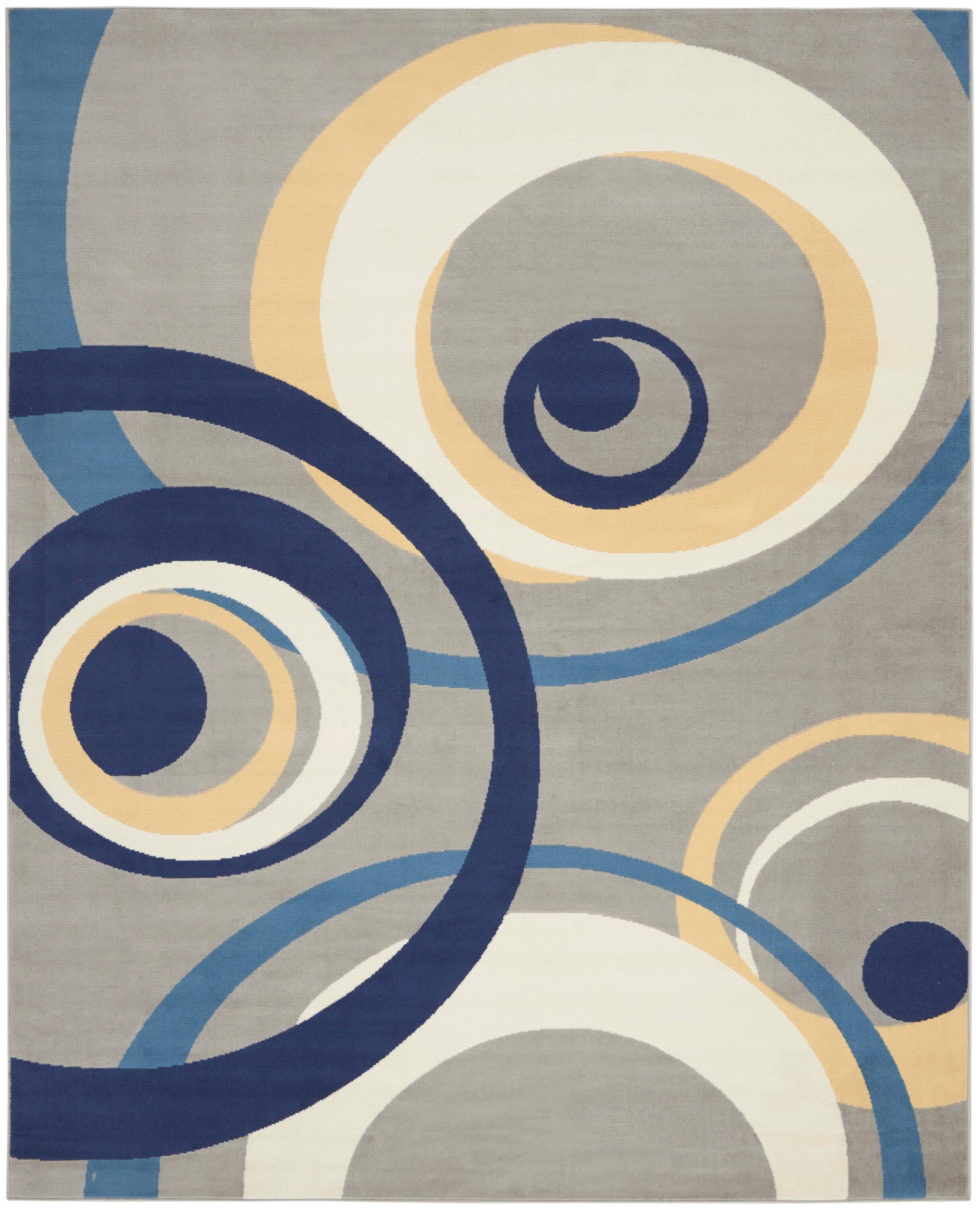 Nourison Grafix 7'10" x 9'10" (8' x 10') Grey Area Rug Retro Contemporary Geometric by Nourison