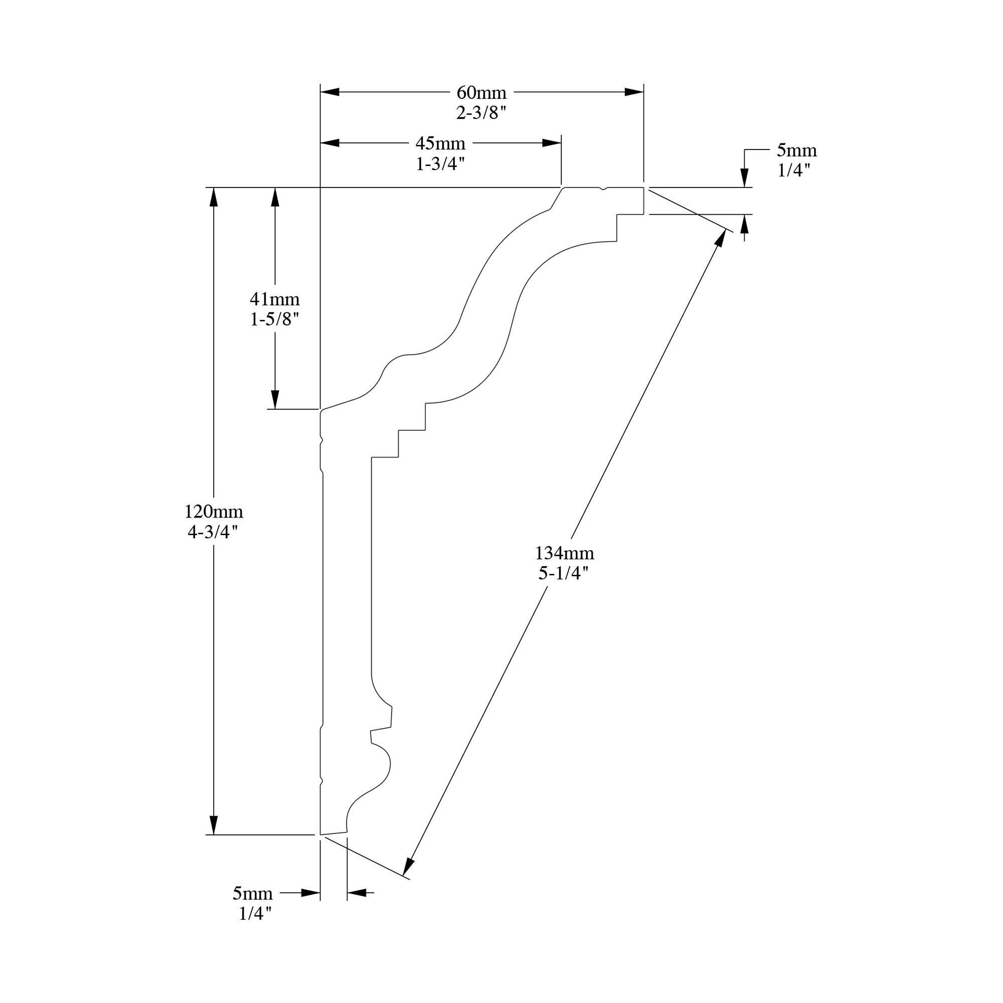 4.75'' H x 78'' W x 2.38'' D Plastic Crown