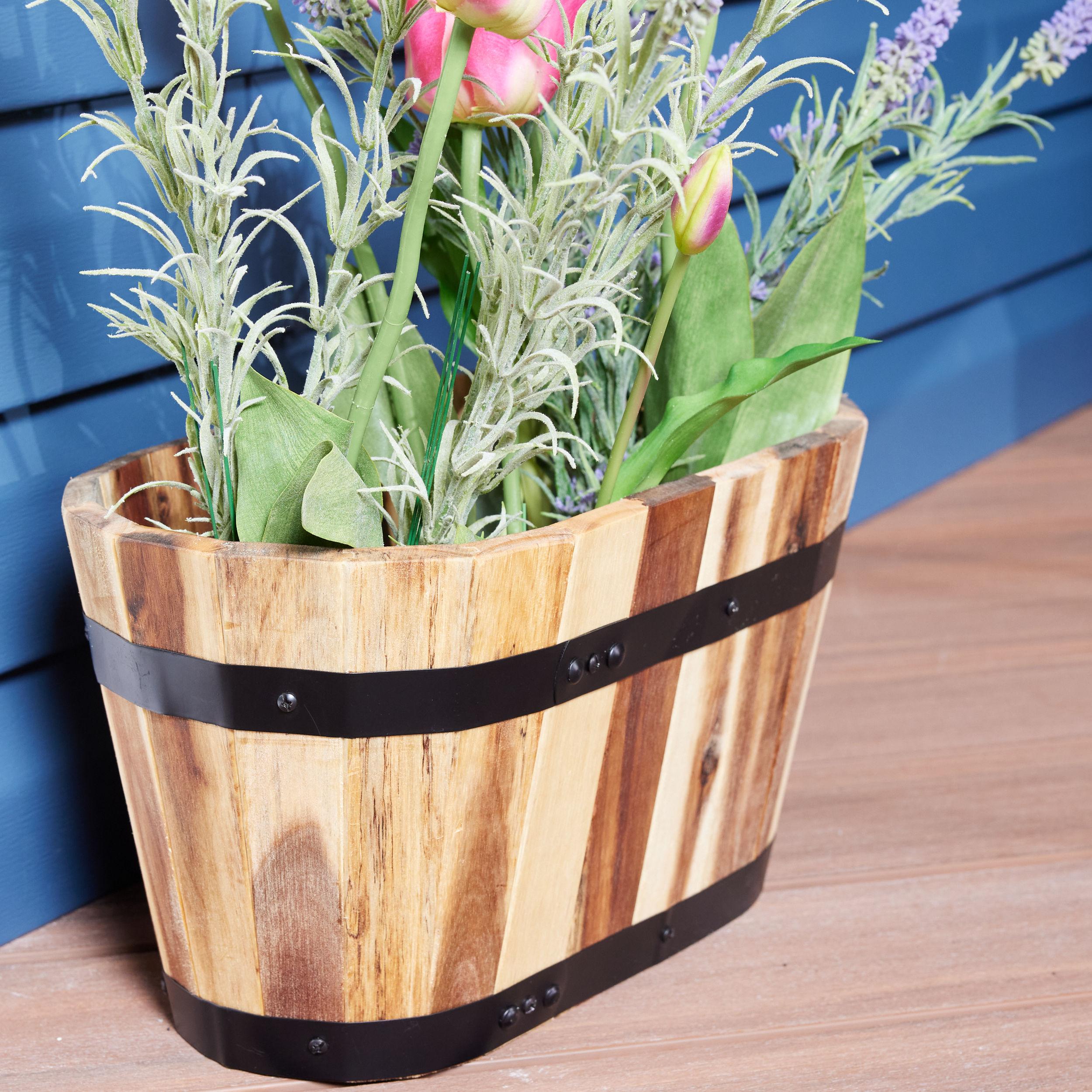 Worth Imports Inc 8" Nested Oval Wood Barrel Planter - 8