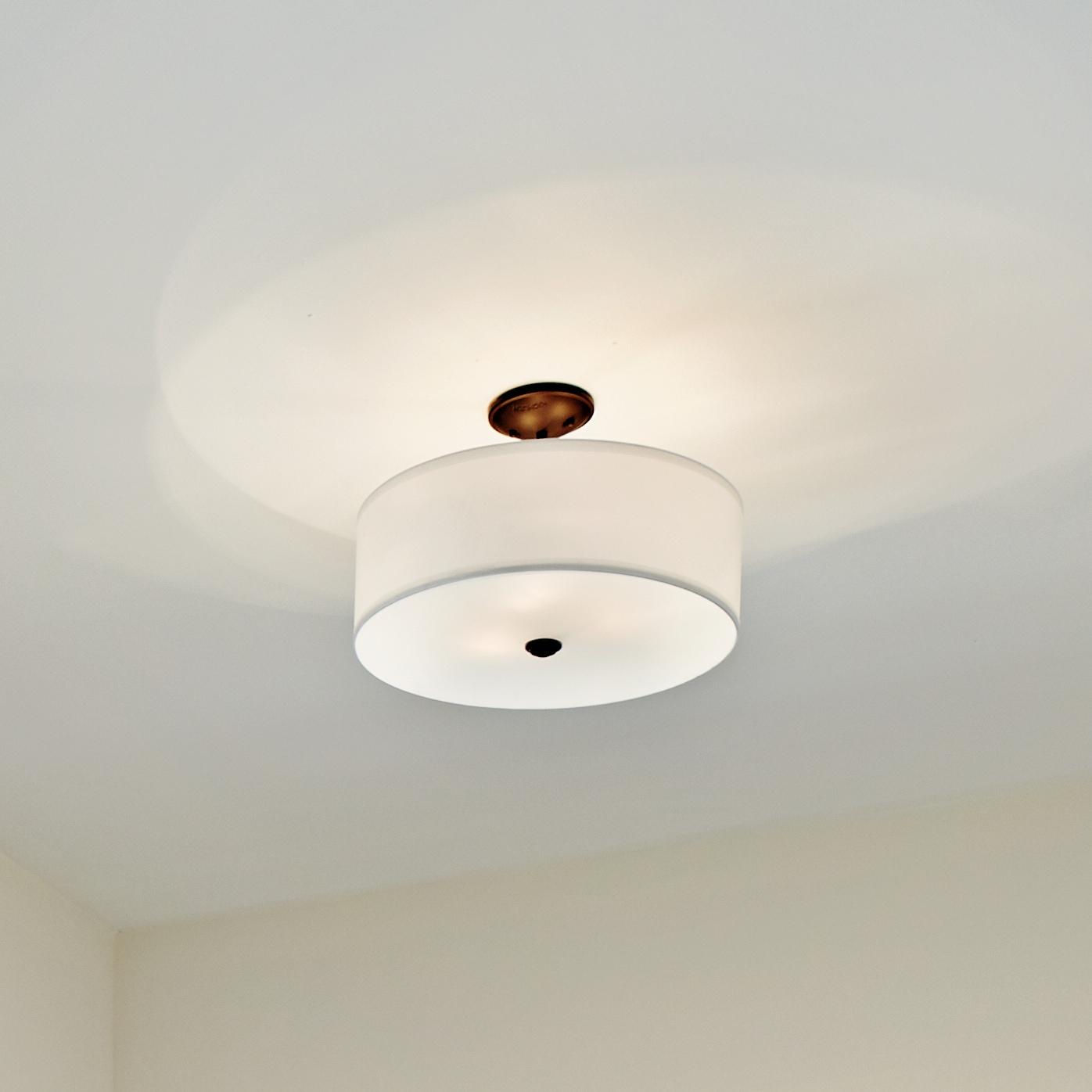 Kichler Shailene 18" 3 Light Olde Bronze Semi-Flush Mount Light with Microfiber Shade