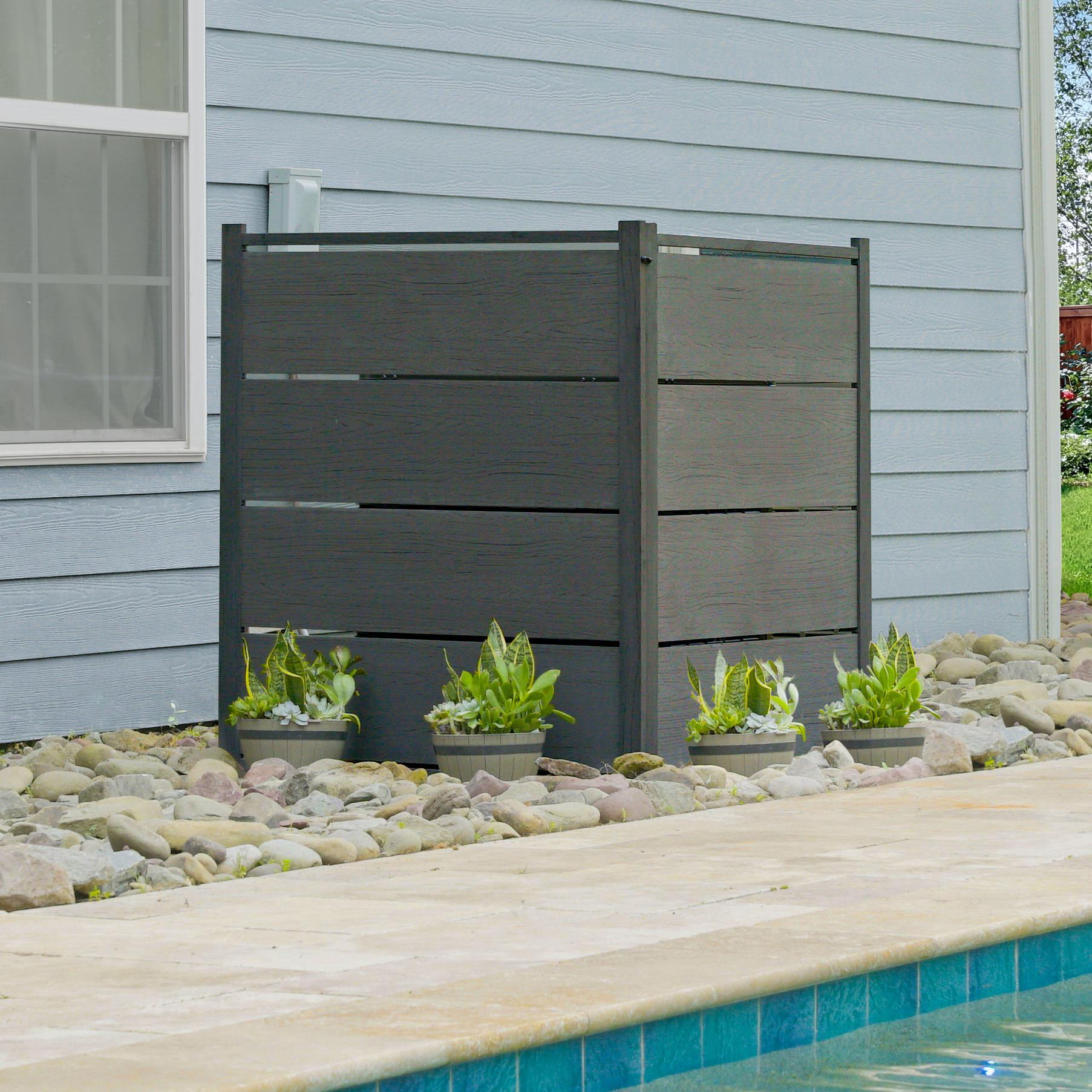 Enclo Enclo 4 ft H x 3.3 ft W Bessemer WoodTek Vinyl Charcoal Privacy Screen Kit (2 Panels)