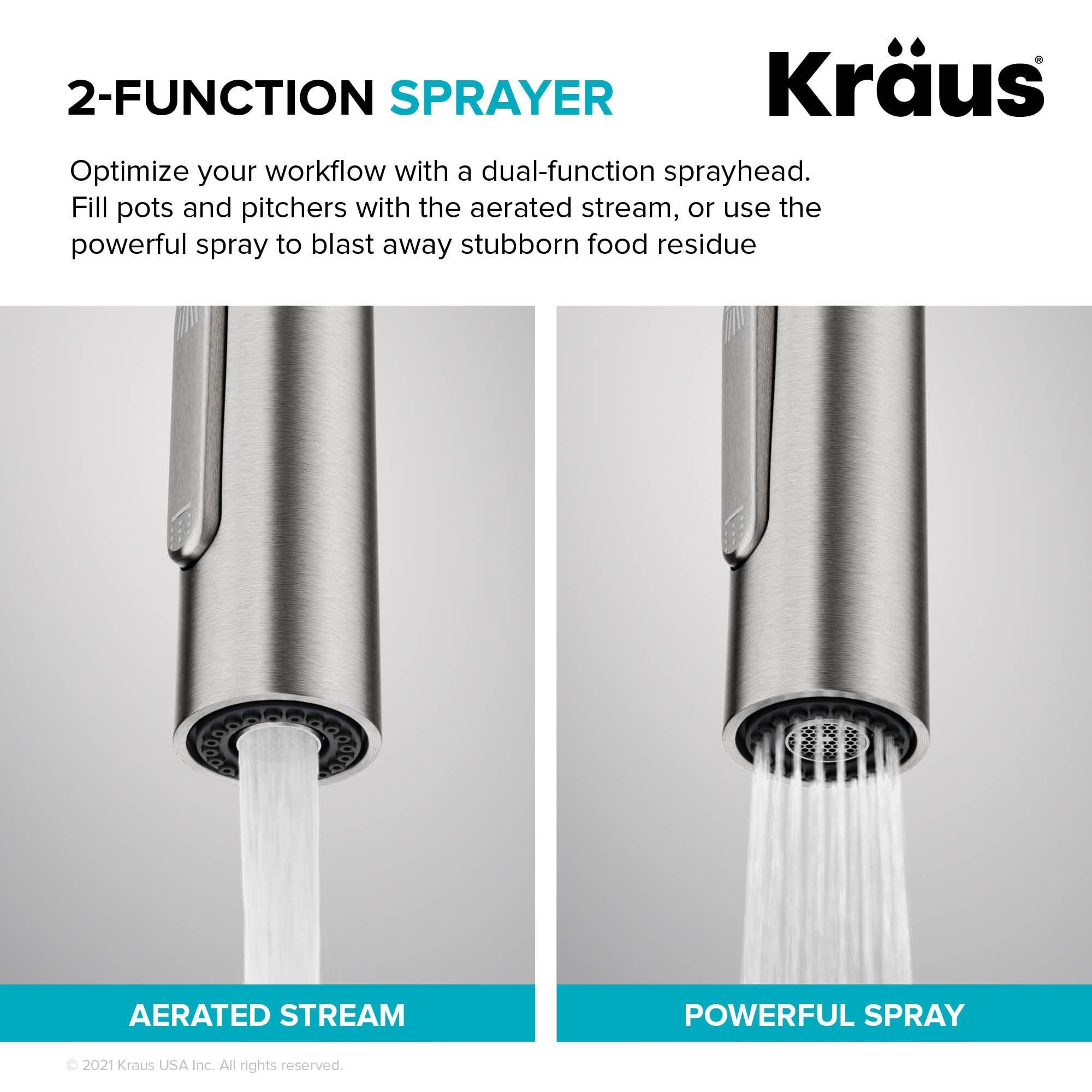 KRAUS Oletto Contemporary Pull-Down Single Handle Kitchen Faucet in Spot Free Stainless Steel, KPF-3104SFS