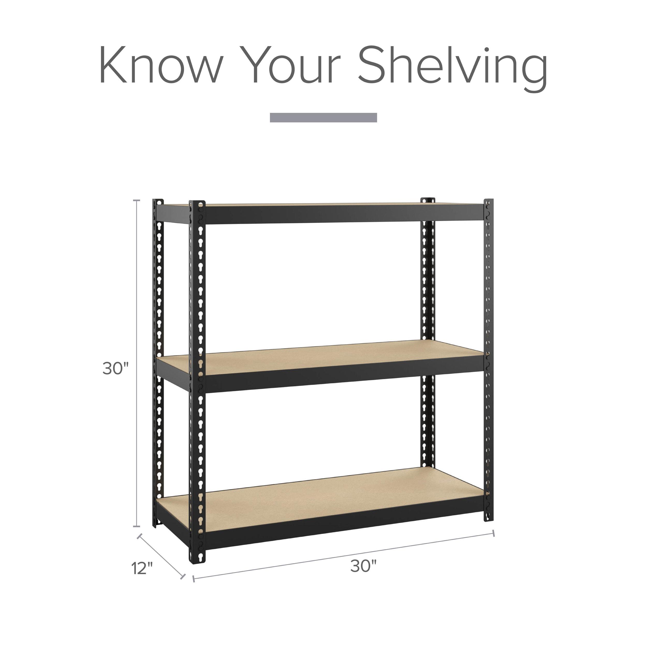 Space Solutions 1000 Riveted Metal Shelving 3-Shelf Unit 12D x 30W x 30H Black