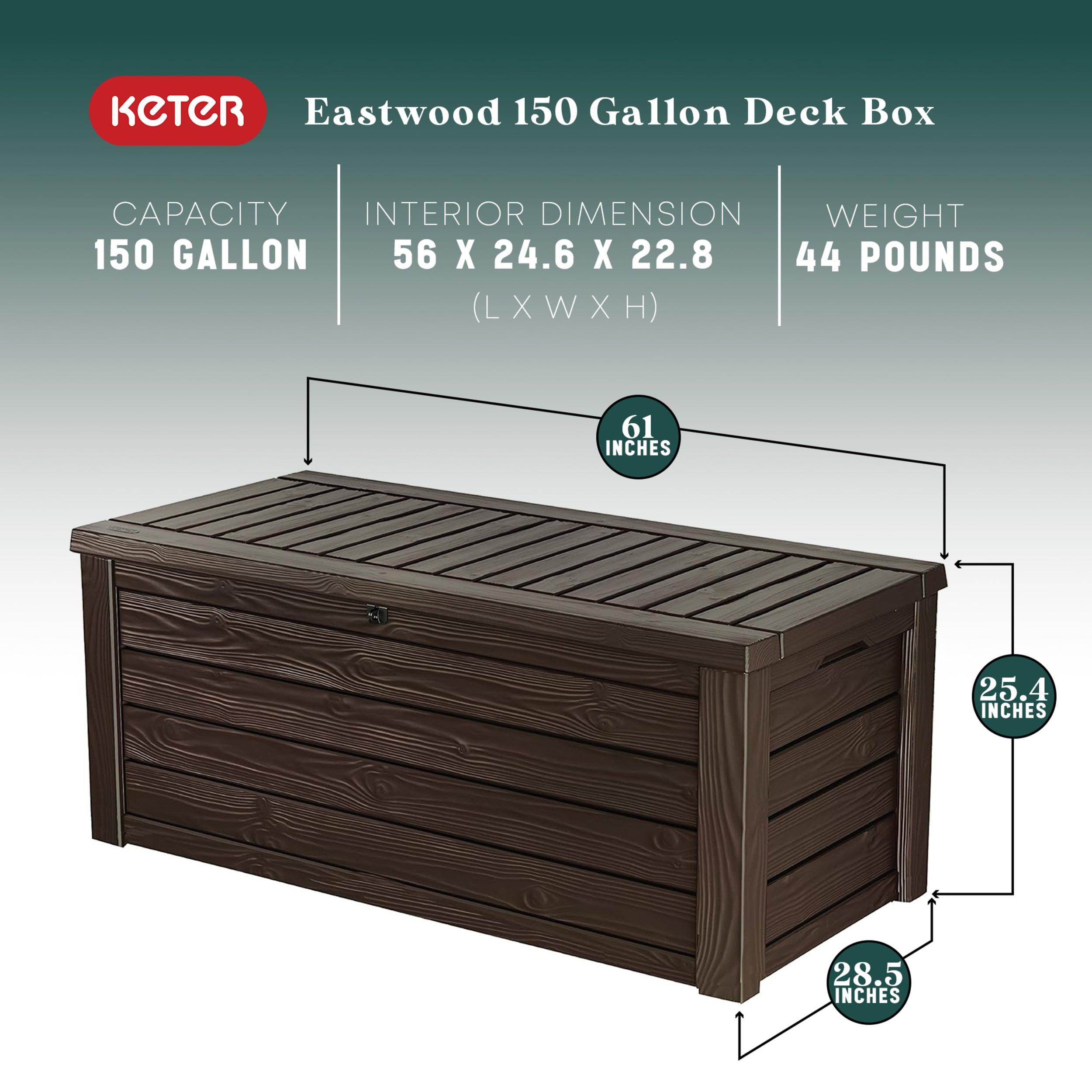 Keter Keter Westwood 150 Gallon Large Durable Resin Outdoor Storage and Organization Deck Box For Patio Furniture and Supplies