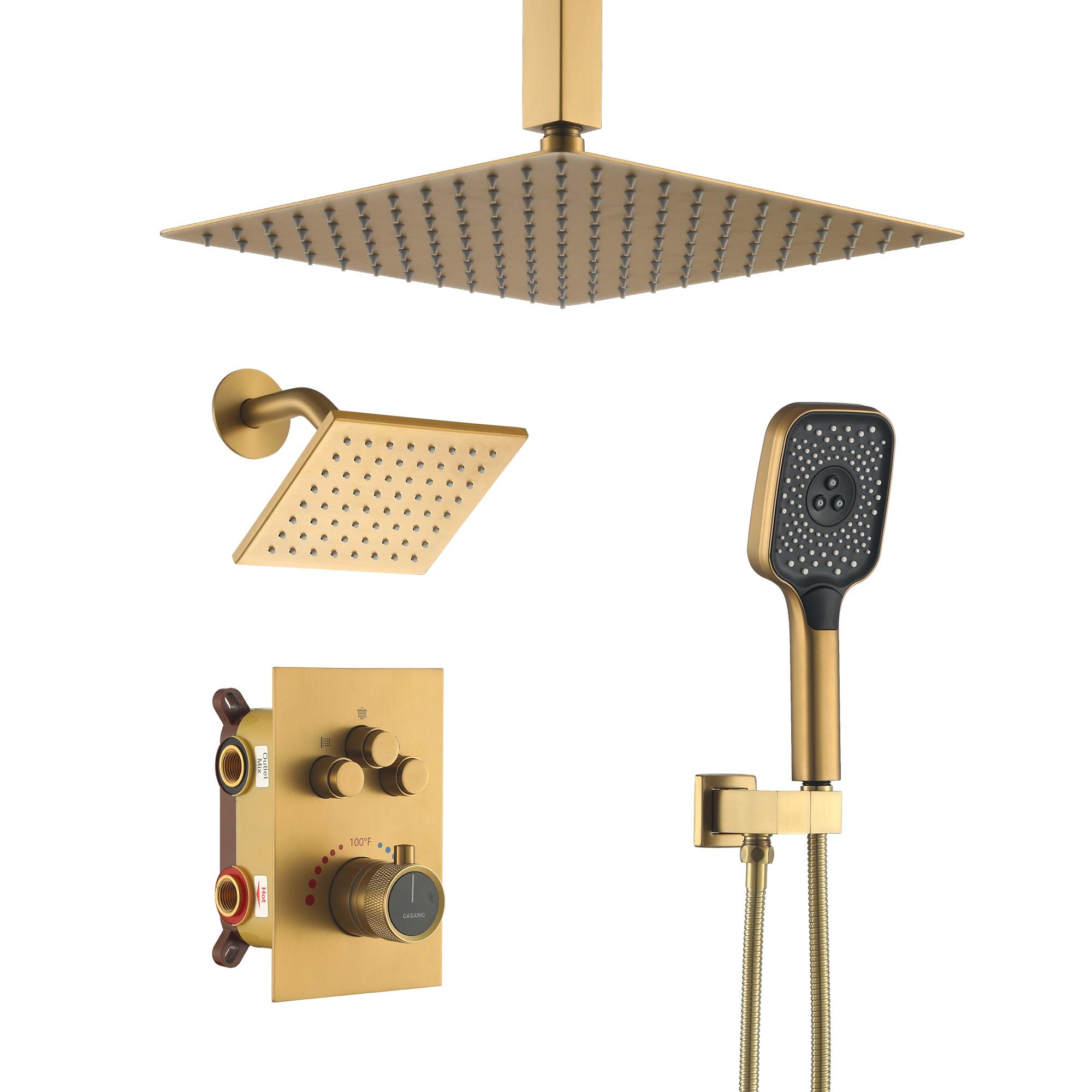Rainfall Symphony 12inch 3-Function Dual Shower Head Thermostatic Shower System with 3 Sprays Handheld