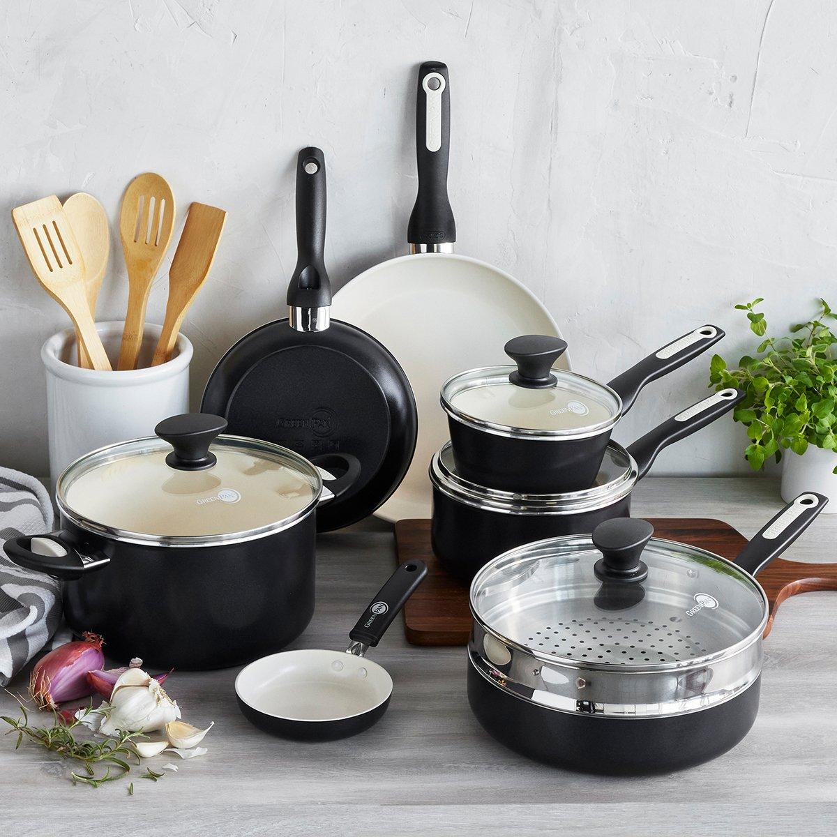 GreenPan GreenPan Rio Healthy Ceramic Nonstick 16 Piece Cookware Pots and Pans Set, PFAS-Free, Dishwasher Safe