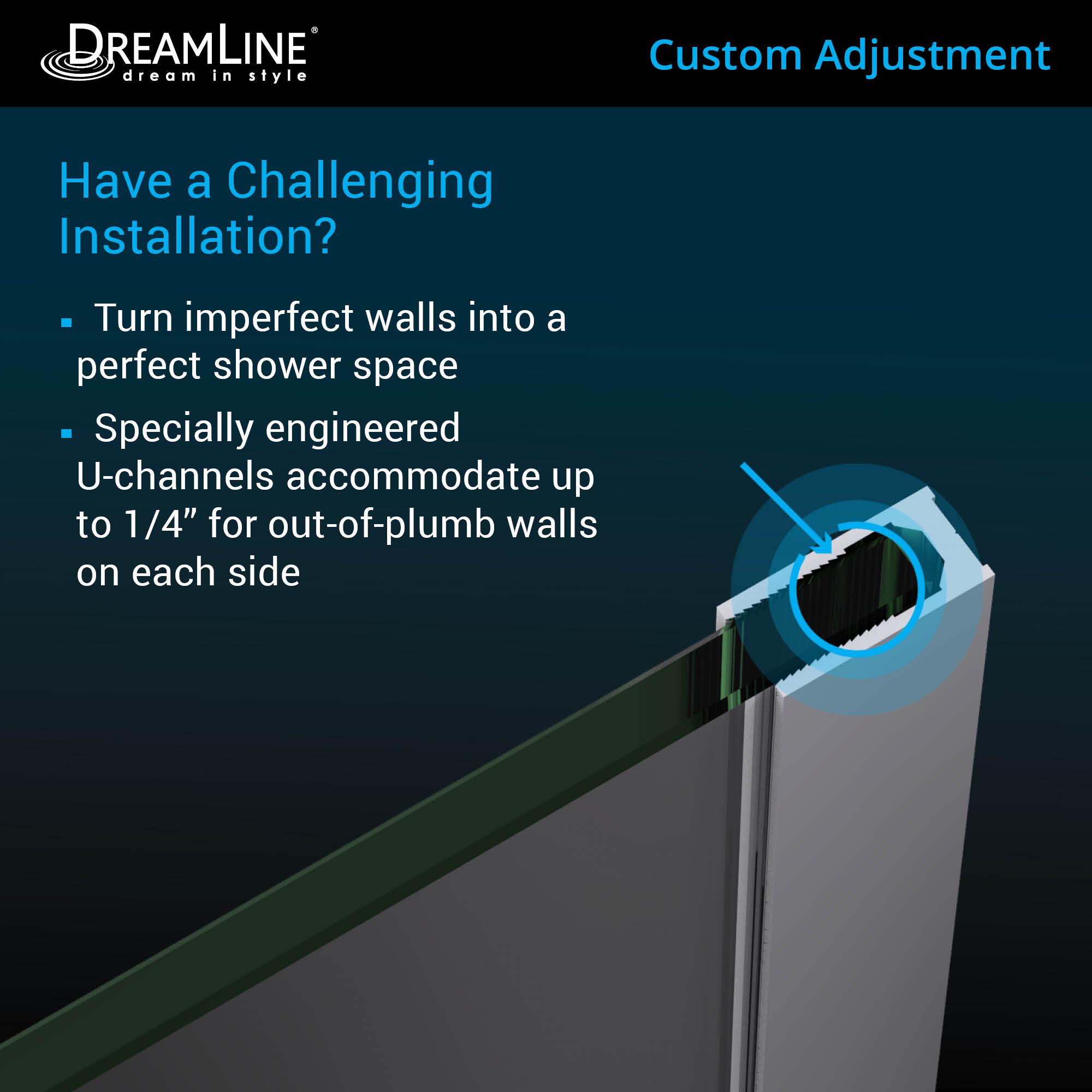 DreamLine Prism Plus 42" x 74.75" Rectangle Hinged Shower Enclosure with Base Included