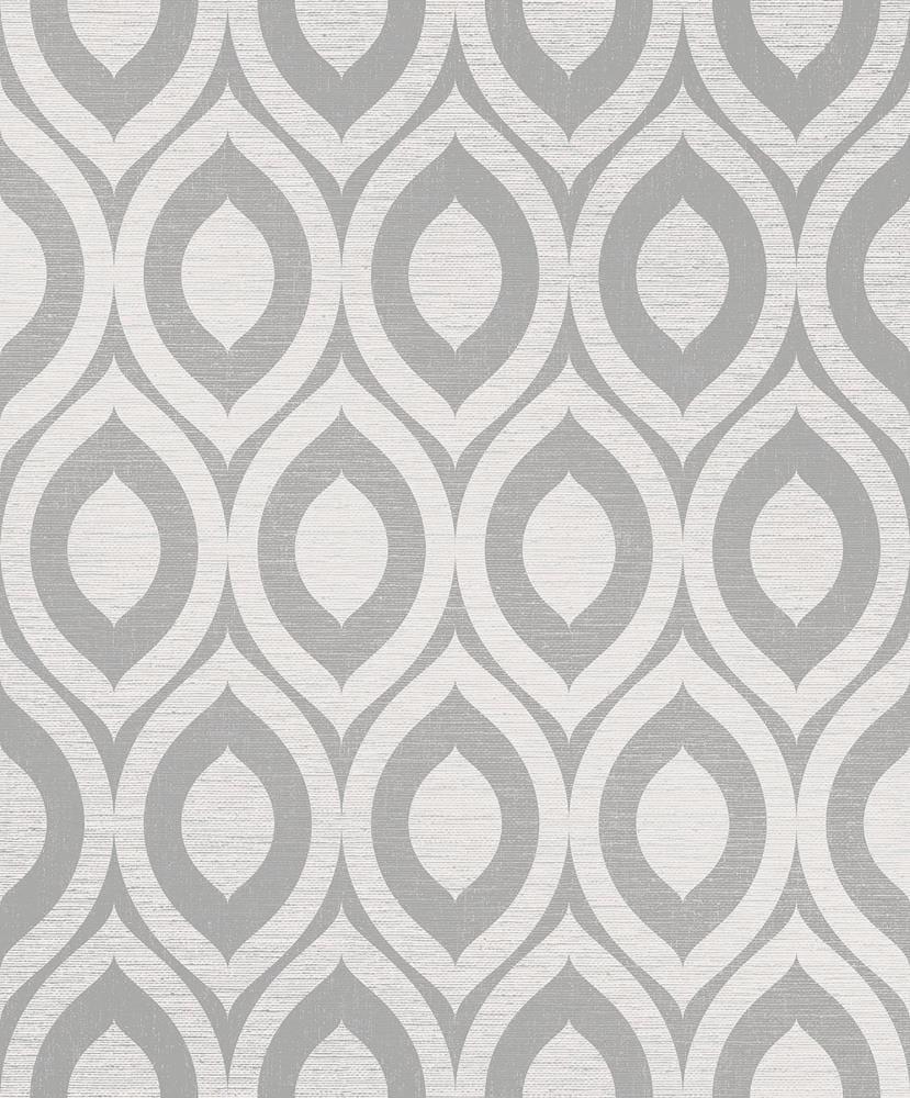 Crown Rimini Grey Geometric Unpasted Paper Wallpaper, 20.5-in by 33-ft, 56.4 sq. ft.