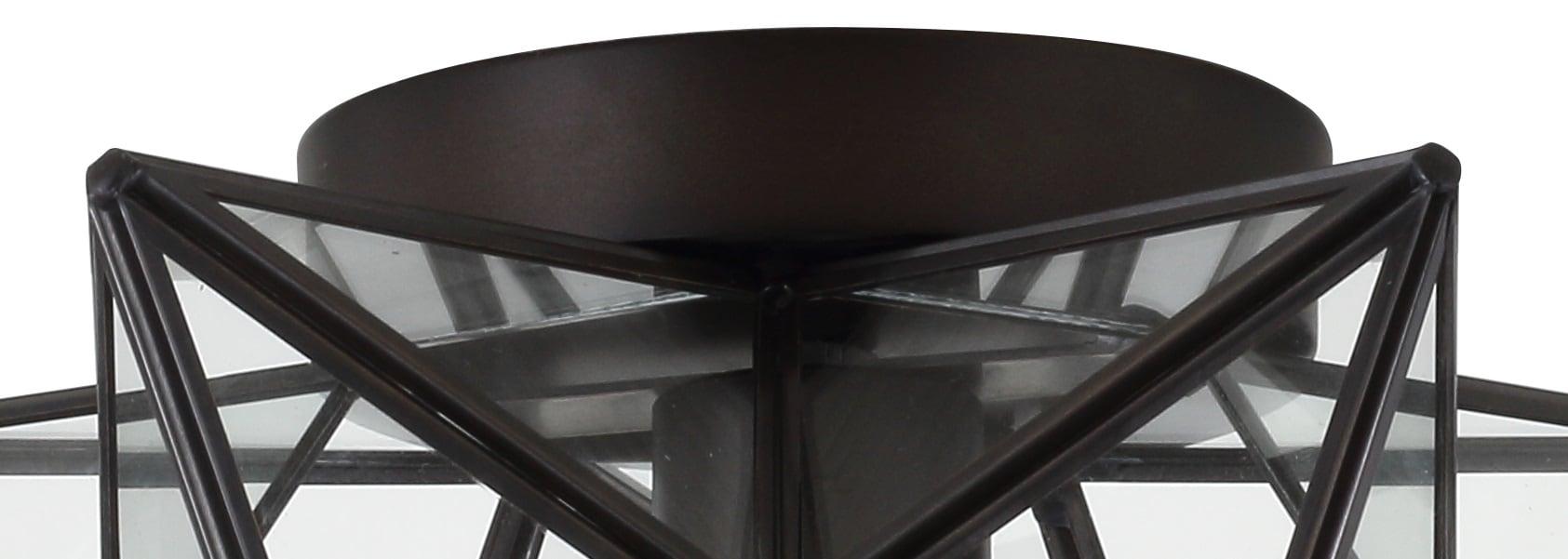 Stella 12" Moravian Star Metal/Clear Glass LED Flush Mount, Oil Rubbed Bronze