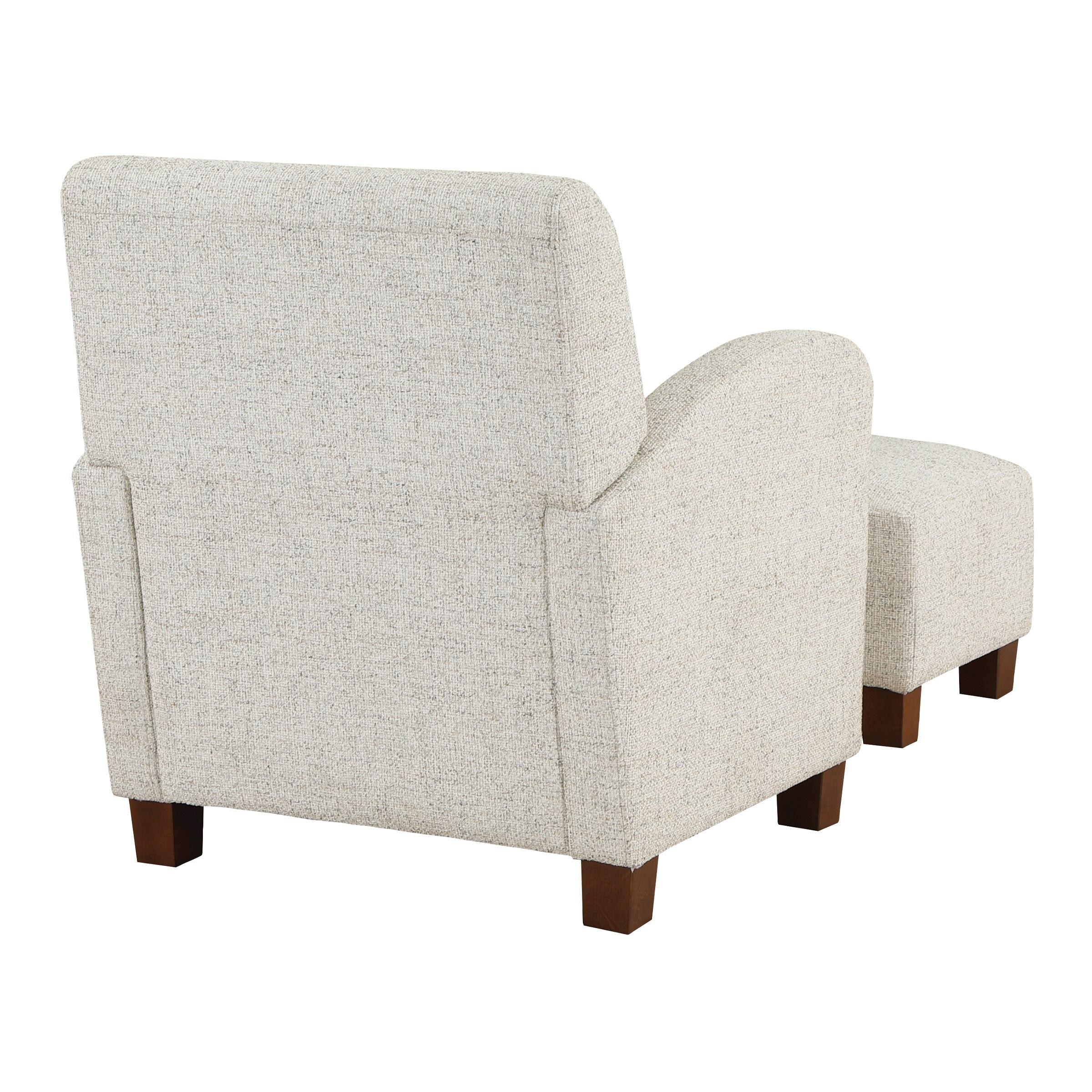 Aiden Chair & Ottoman Quartz Off White Fabric Medium Espresso Legs