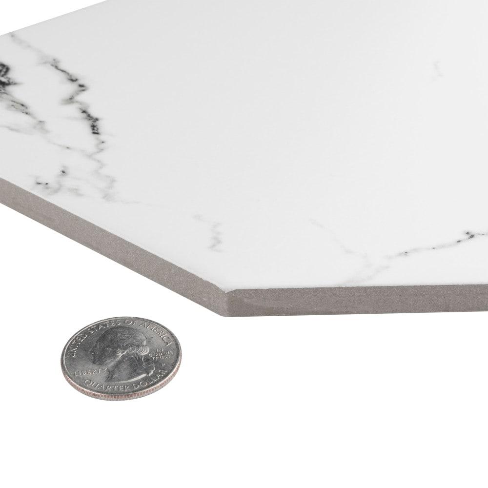 Timeless Calacatta Kayak 6-1/2" x 12-1/2" Porcelain Stone Look Wall & Floor Tile