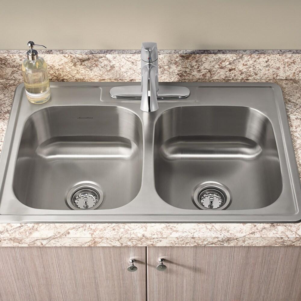 American Standard 20DB.8332284S.075 Colony 33'' L Drop-In Double Bowl Stainless Steel Kitchen Sink
