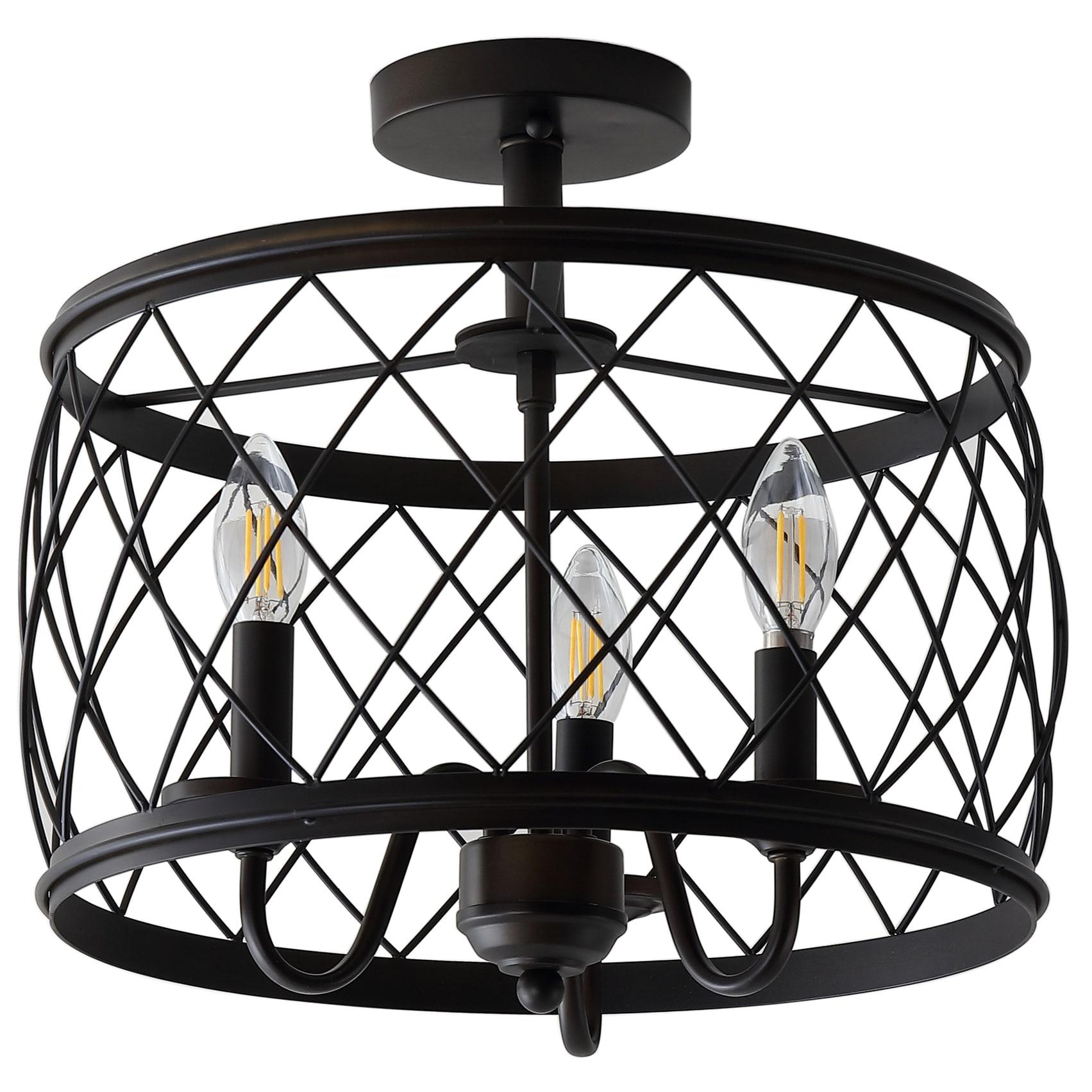 17" Oil Rubbed Bronze LED Drum Ceiling Light with Warm Glow