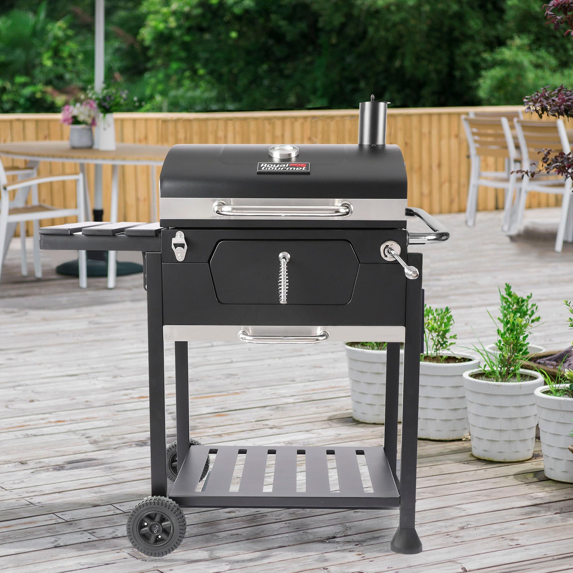 Royal Gourmet 24" Barrel Charcoal Grill with Side Table