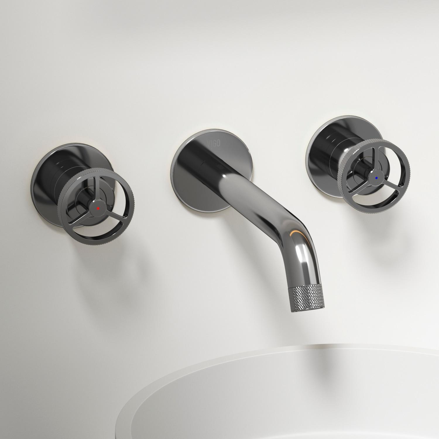 Cass 3" H Two Handle WaterSense Wall Mount Bathroom Faucet