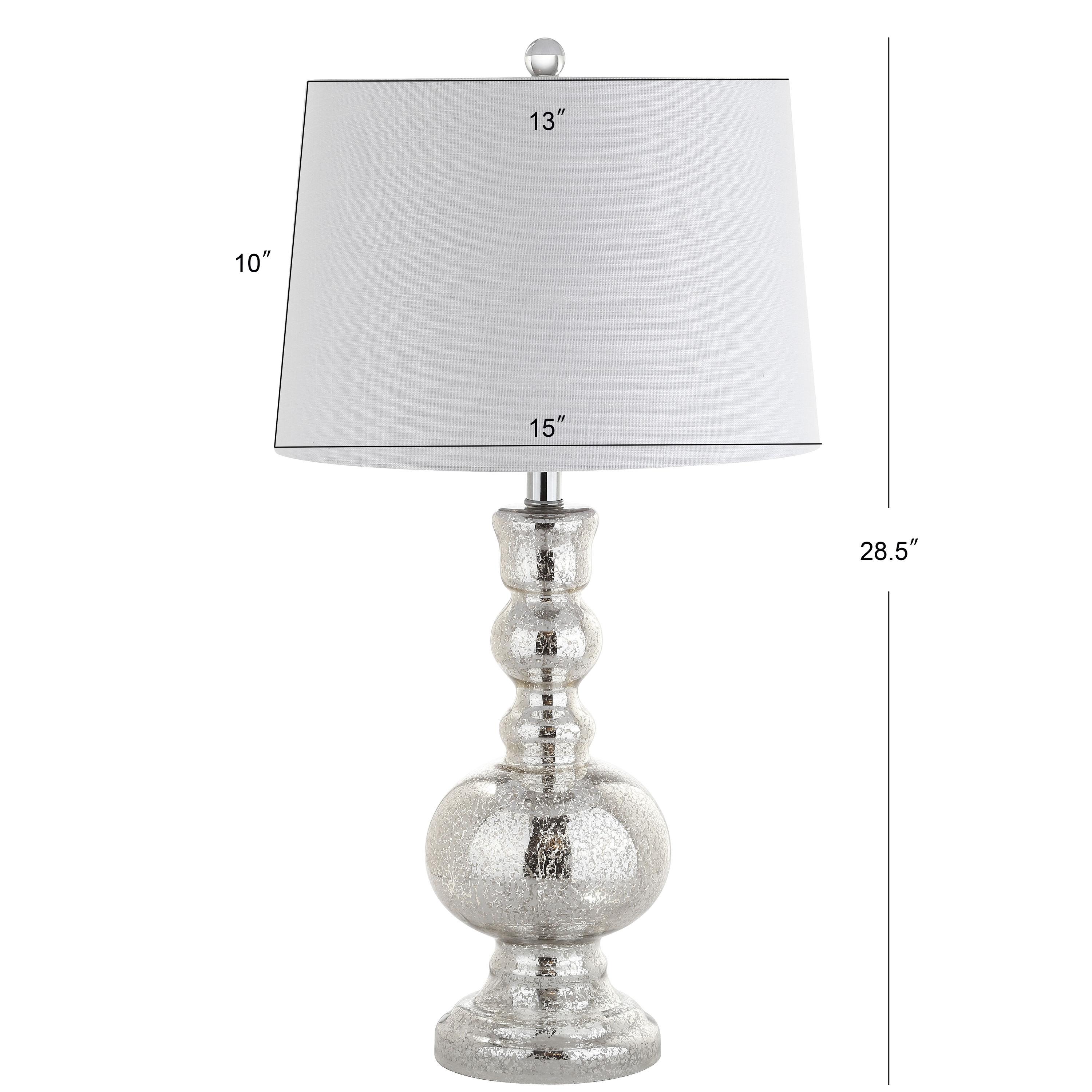 JONATHAN Y JYL1061D-SET2 Genie 28.5" Glass LED Table Lamp, Contemporary, Transitional for living room, dinning room, bedroom, office Bulb Included, Mercury Silver (Set of 2)