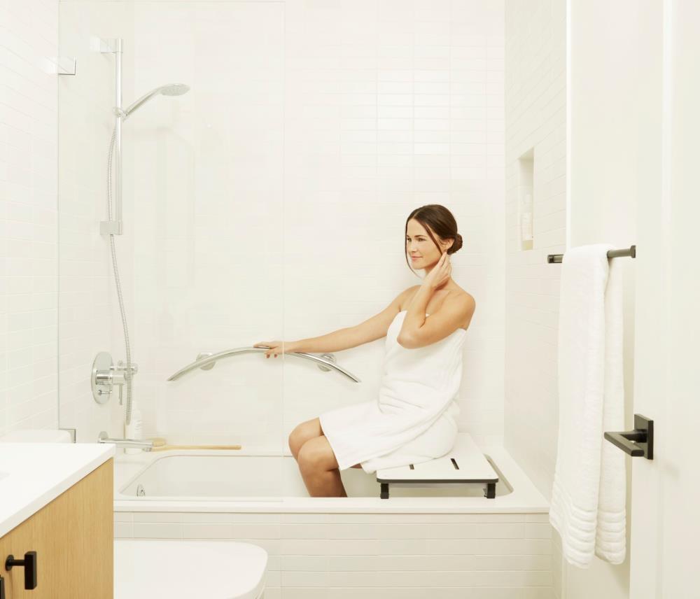 Lifestyle & Wellness Crescent Curved Wall Mount Bathroom Shower 30" Grab Bar