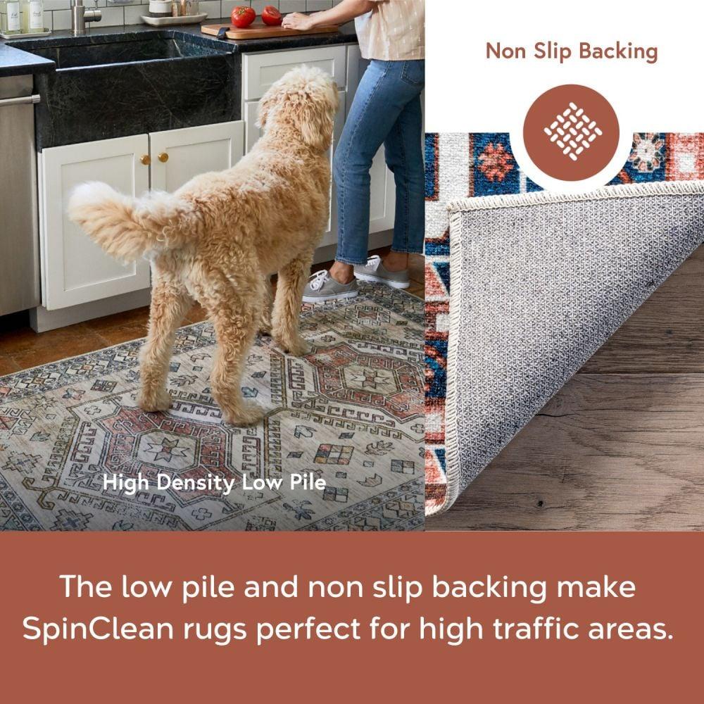 Nuloom Nevaeh Pet Friendly Machine Washable Bohemian Medallion Area Rug, 3' x 5', Dark Blue