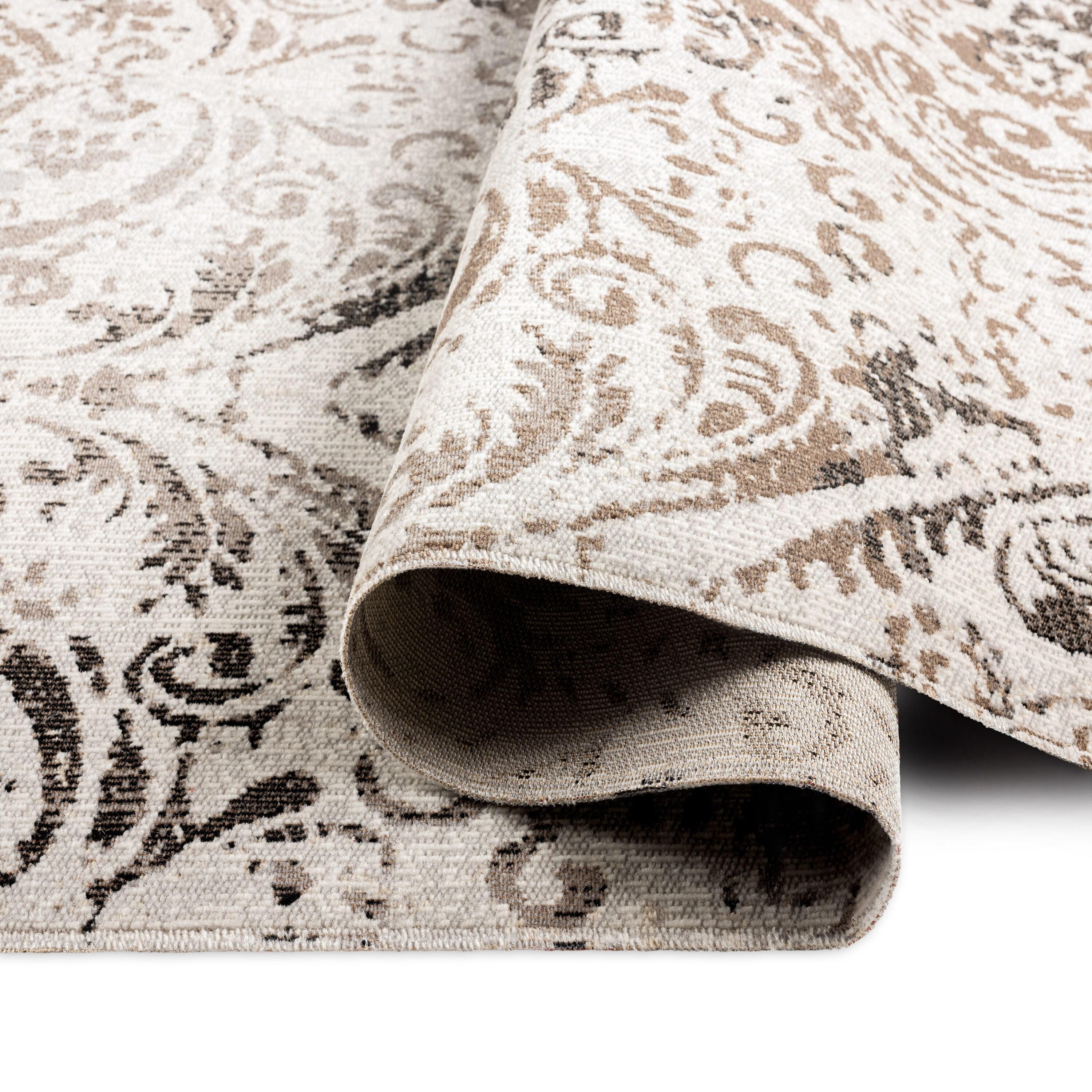 NICOLE MILLER NEW YORK Patio Sofia Juniper Paisley Indoor/Outdoor Area Rug, Ivory/Mustard