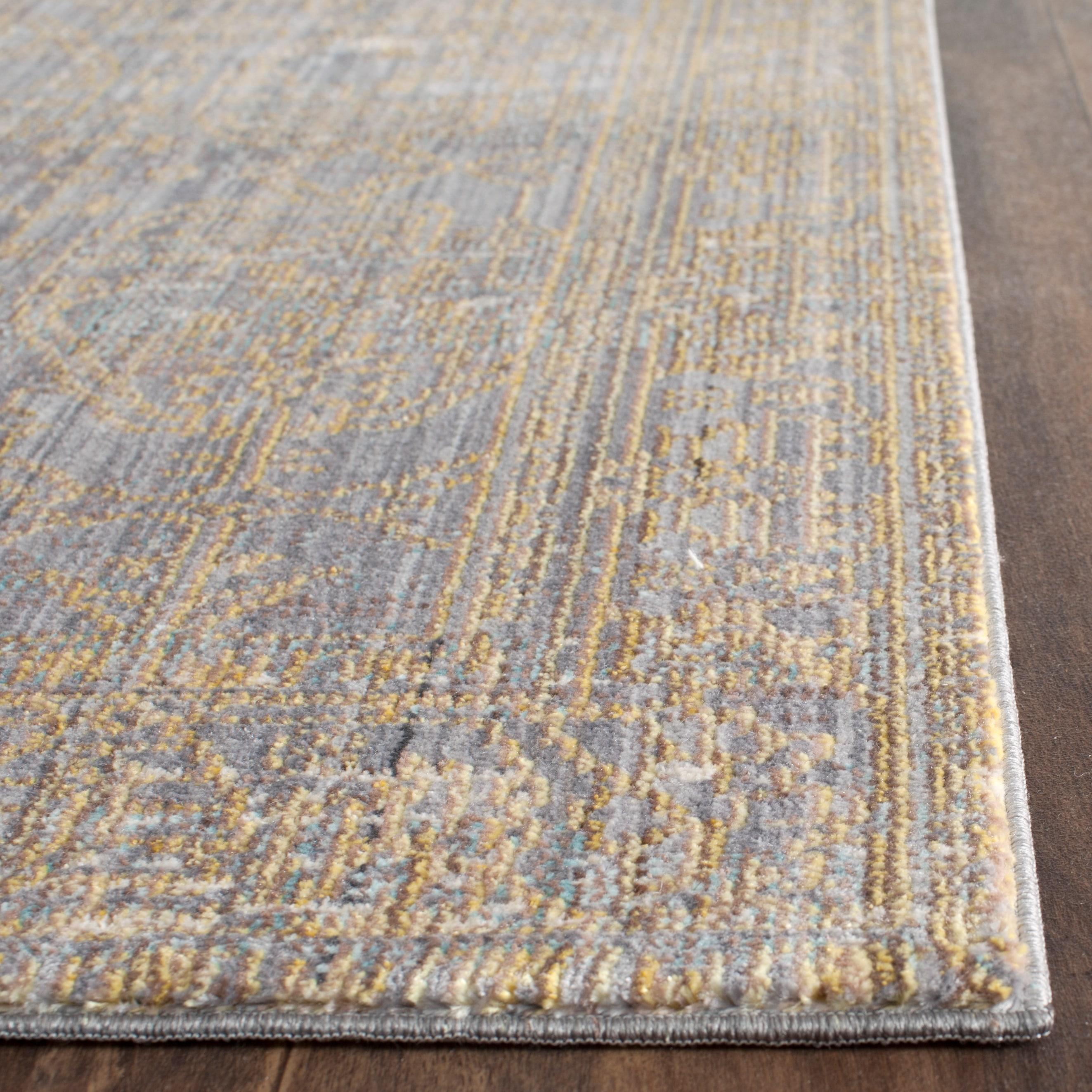 Valencia VAL104 Power Loomed Indoor Runner Rug - Grey/Gold - 2'3"x8' - Safavieh
