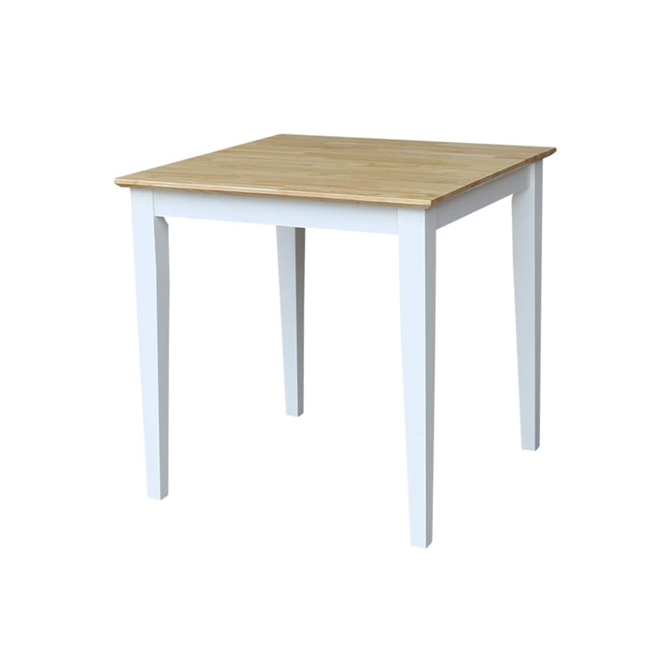 3pc Dining Table with 2 Ladderback Chairs White/Natural – International Concepts: Solid Wood, Square, Non-Extension