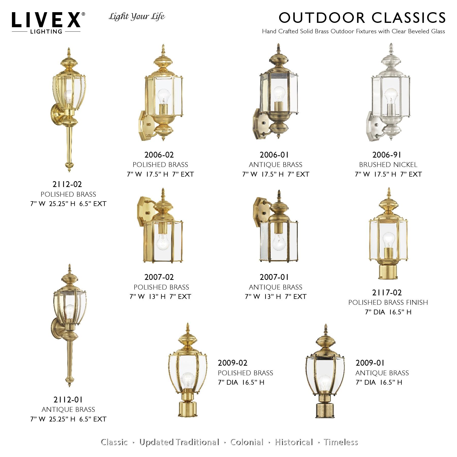 Livex Lighting Outdoor Basics 1 -Light 25.0-in H Polished Brass Hardwired Outdoor Wall Light