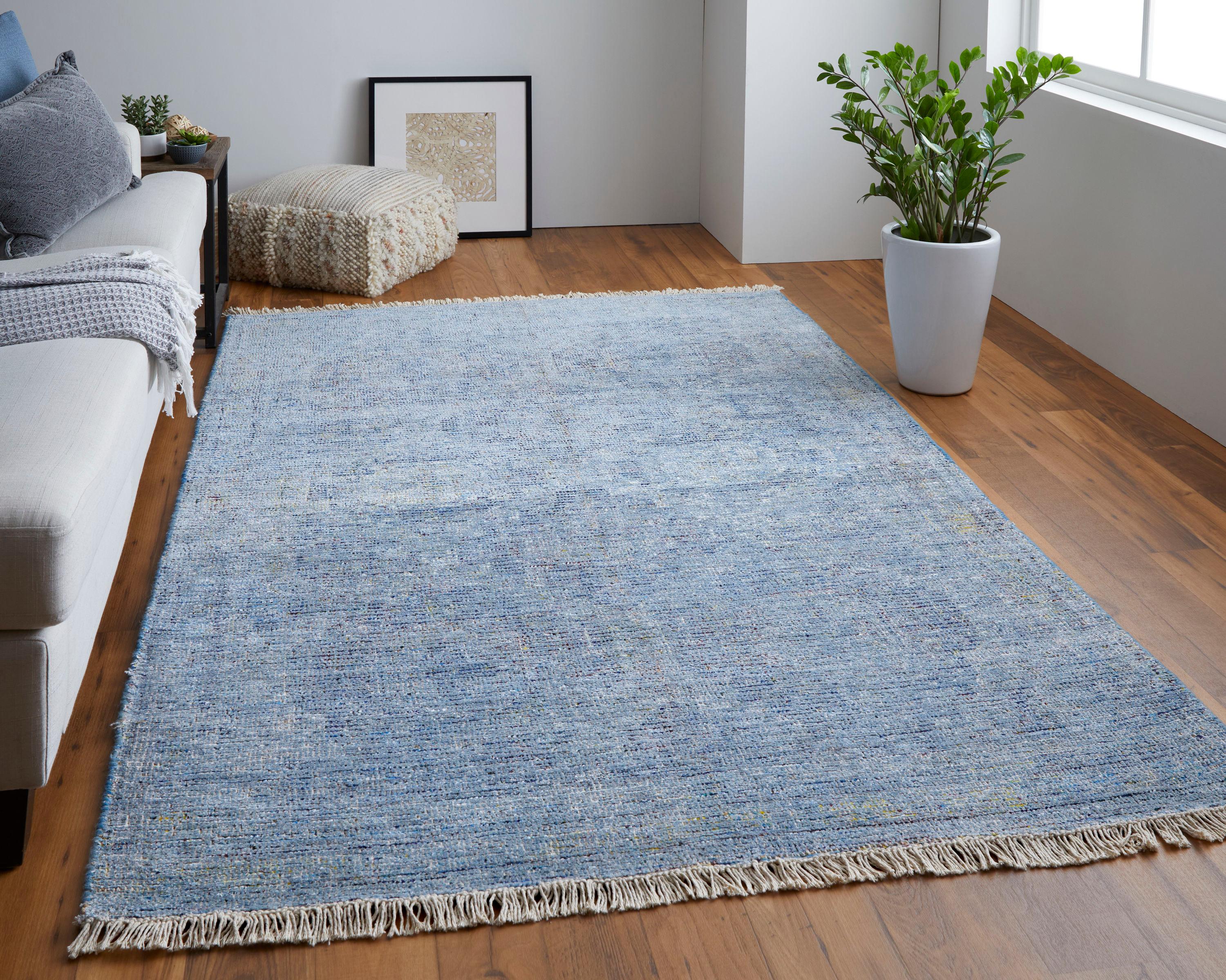 Caldwell Transitional Distressed Blue/Ivory Area Rug