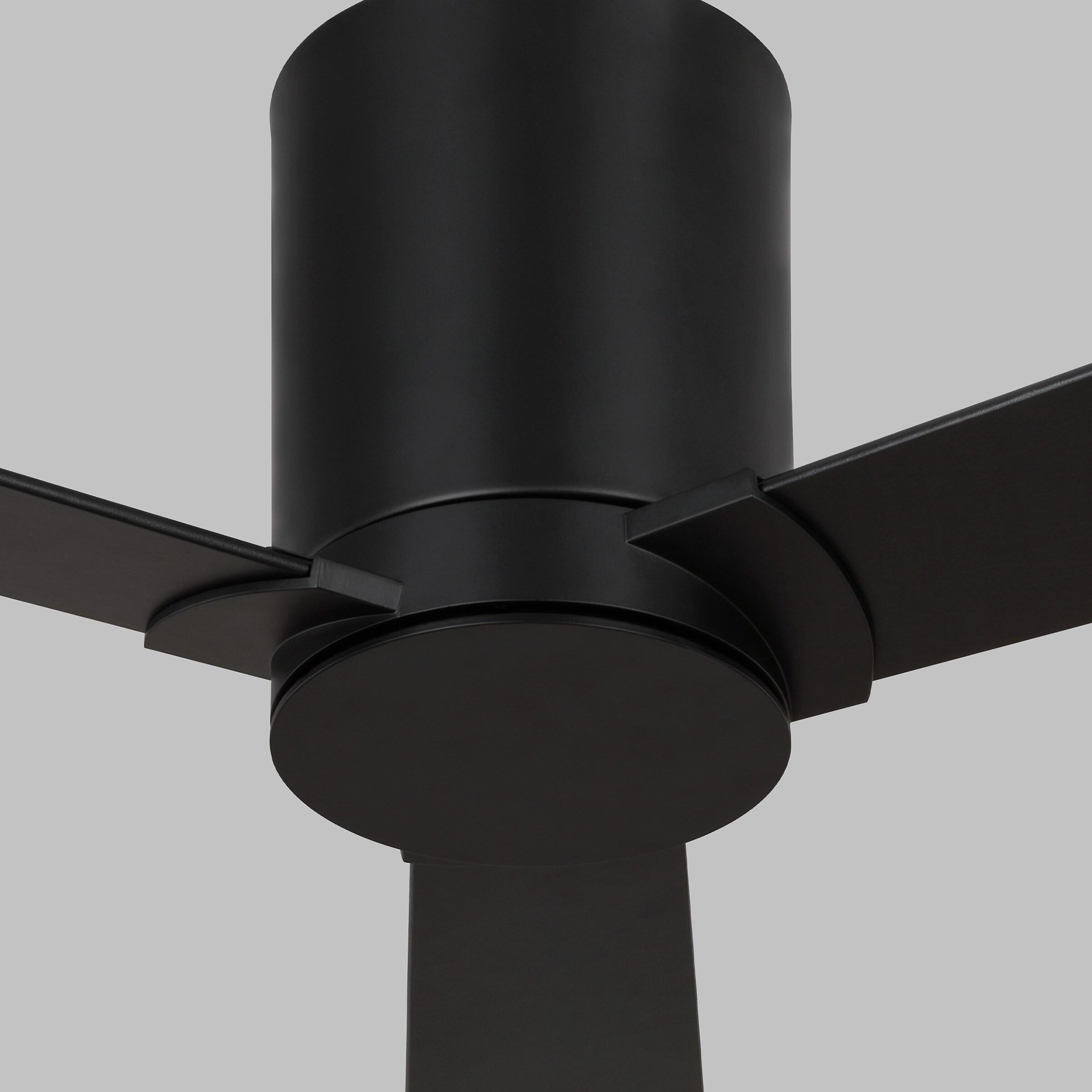 Monte Carlo 3RZHR52MBK Rozzen Hugger 52" Black Ceiling Fan with Remote Control, Reversible DC Motor, Damp Rated, 3 Reversible Blades (Midnight Black and American Walnut)