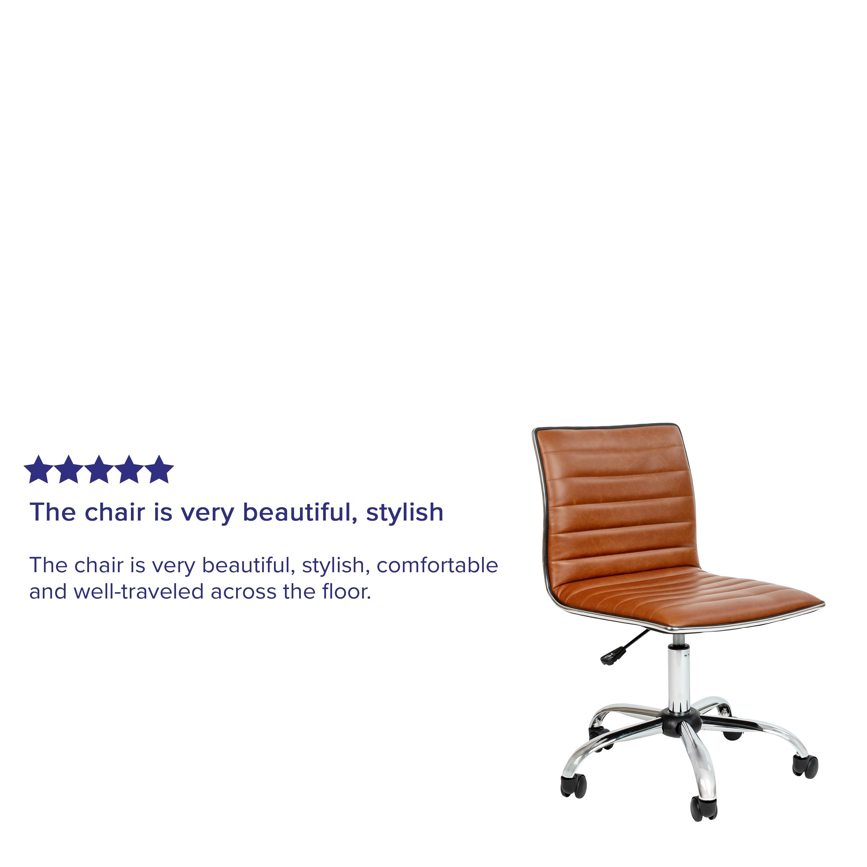 Flash Furniture Merchiston Low-Back Modern Ribbed Upholstered Vinyl Swivel Desk Chair by Flash Furniture