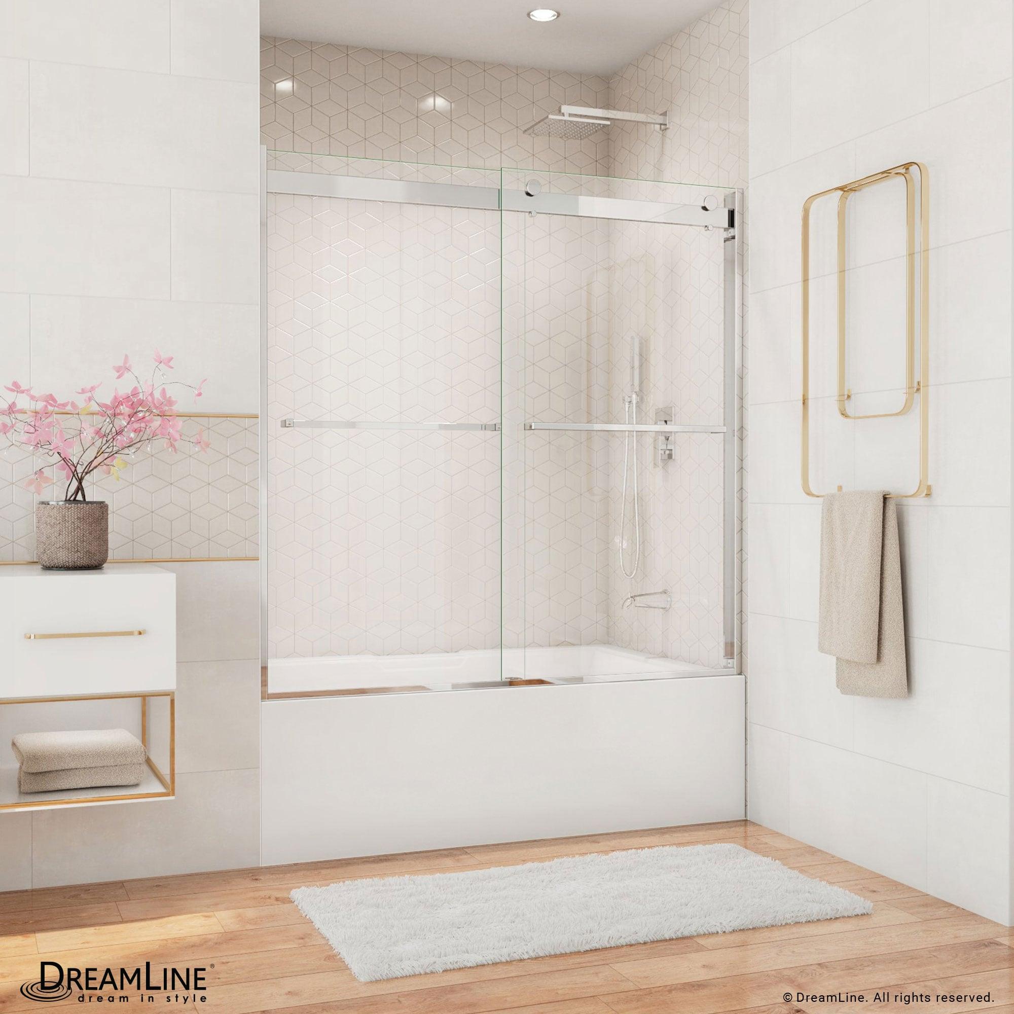 Essence 56" W x 60" H Reversible Frameless Tub Door with ClearMax™ Technology