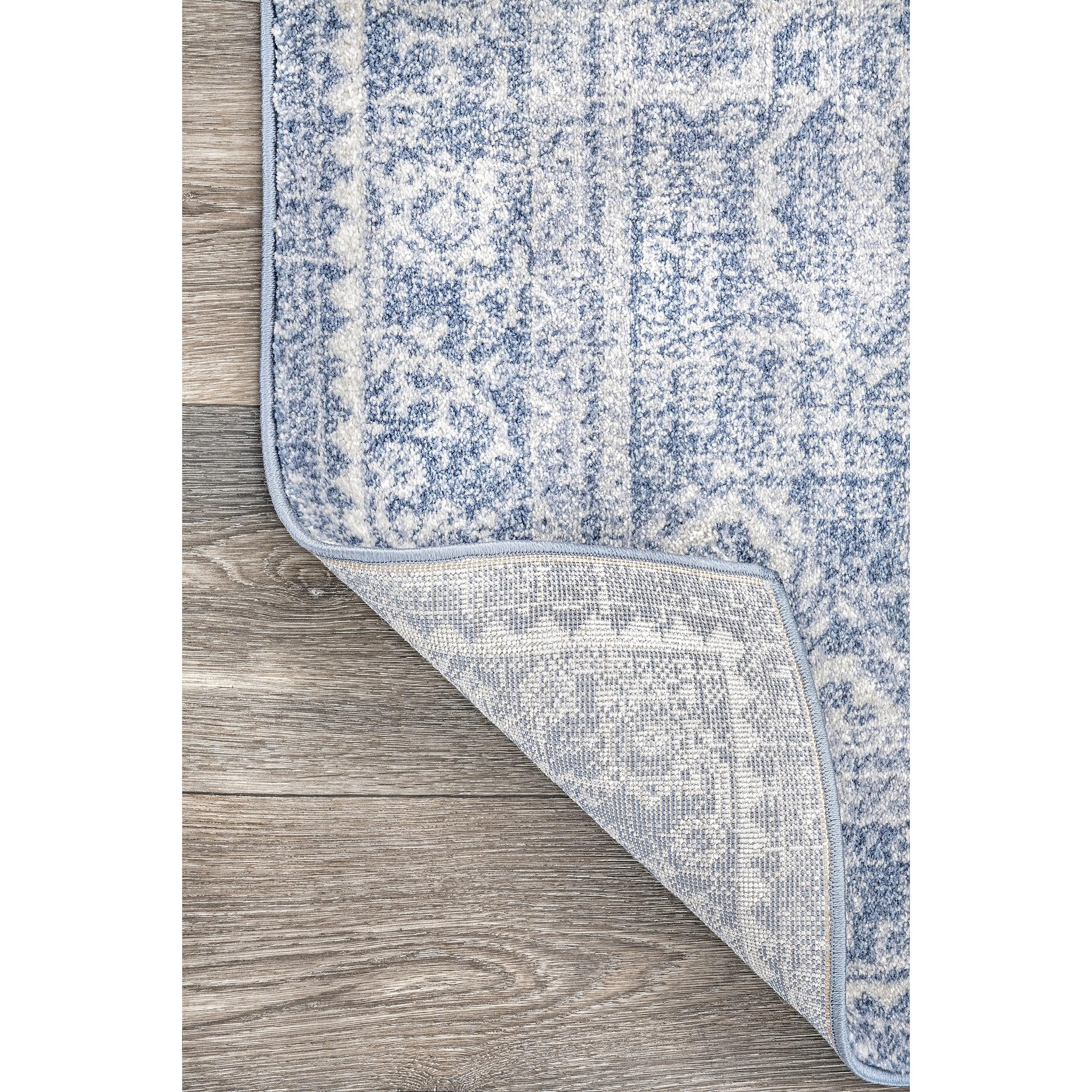 Nuloom Isla Medallion 4x6 Indoor Area Rug for Living Room Bedroom Dining Room Kitchen, Blue/Ivory