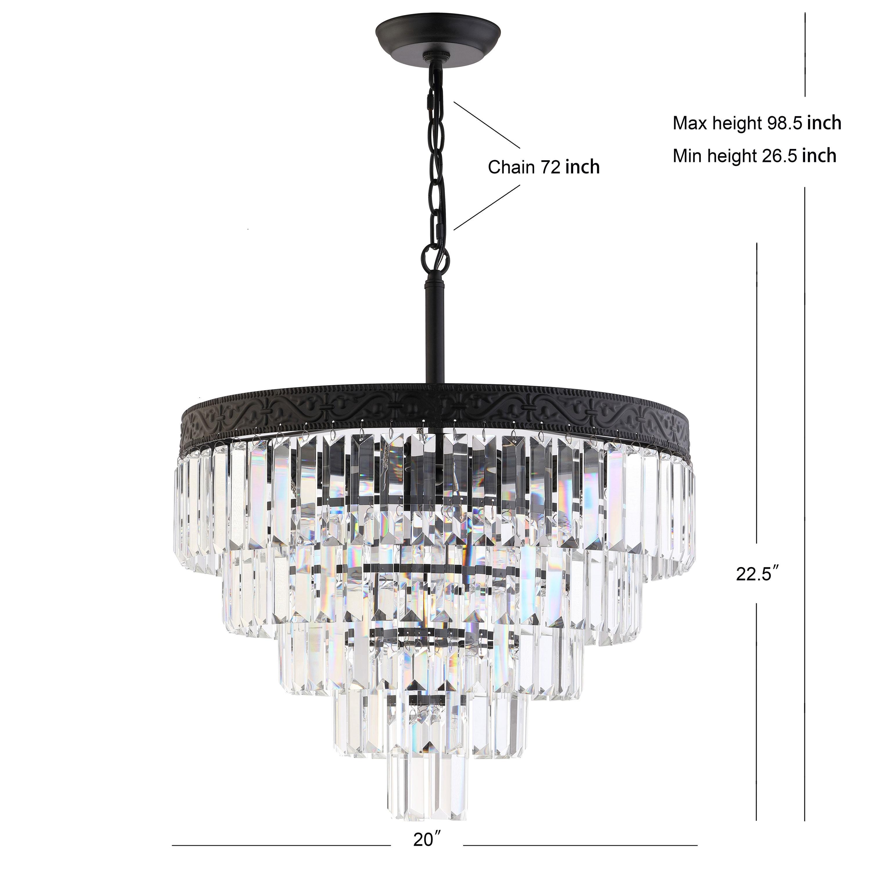 JONATHAN Y JYL9007B Wyatt 20" 4-Light Crystal LED Chandelier, Contemporary, Classic, Traditional for living room, dinning room, bedroom, office Bulb Included, Bronze/ Clear