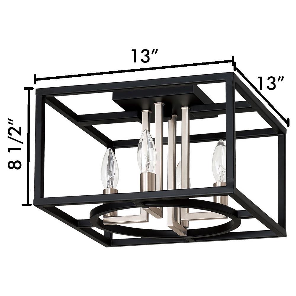 Mundazo Geometric Black and Brushed Nickel 4-Light Ceiling Mount