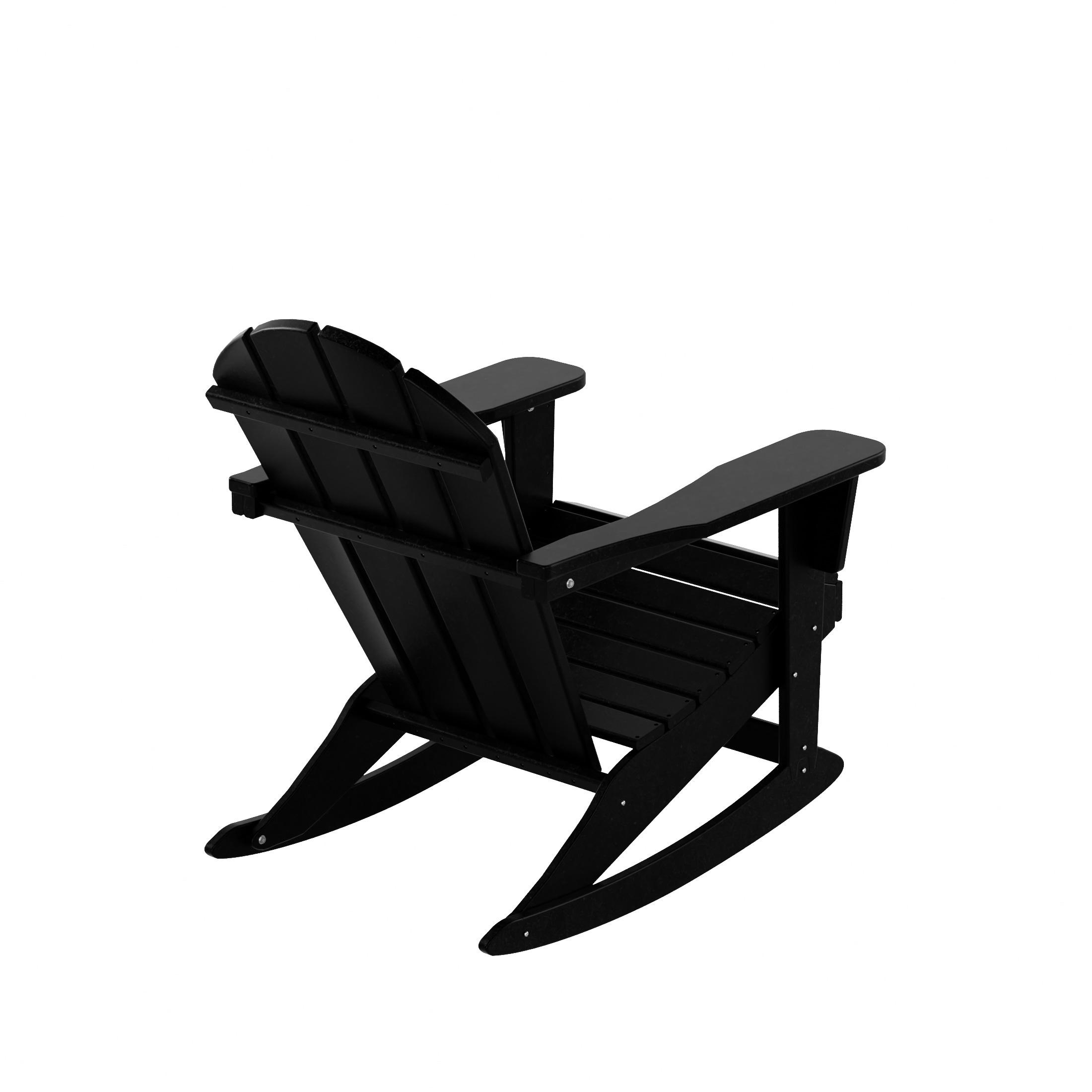 JUSTLET Plastic Adirondack Rocking Chair,HDPE All-Weather Outdoor Rocking Adirondack Chair for Porch, Patio, Balcony,Black