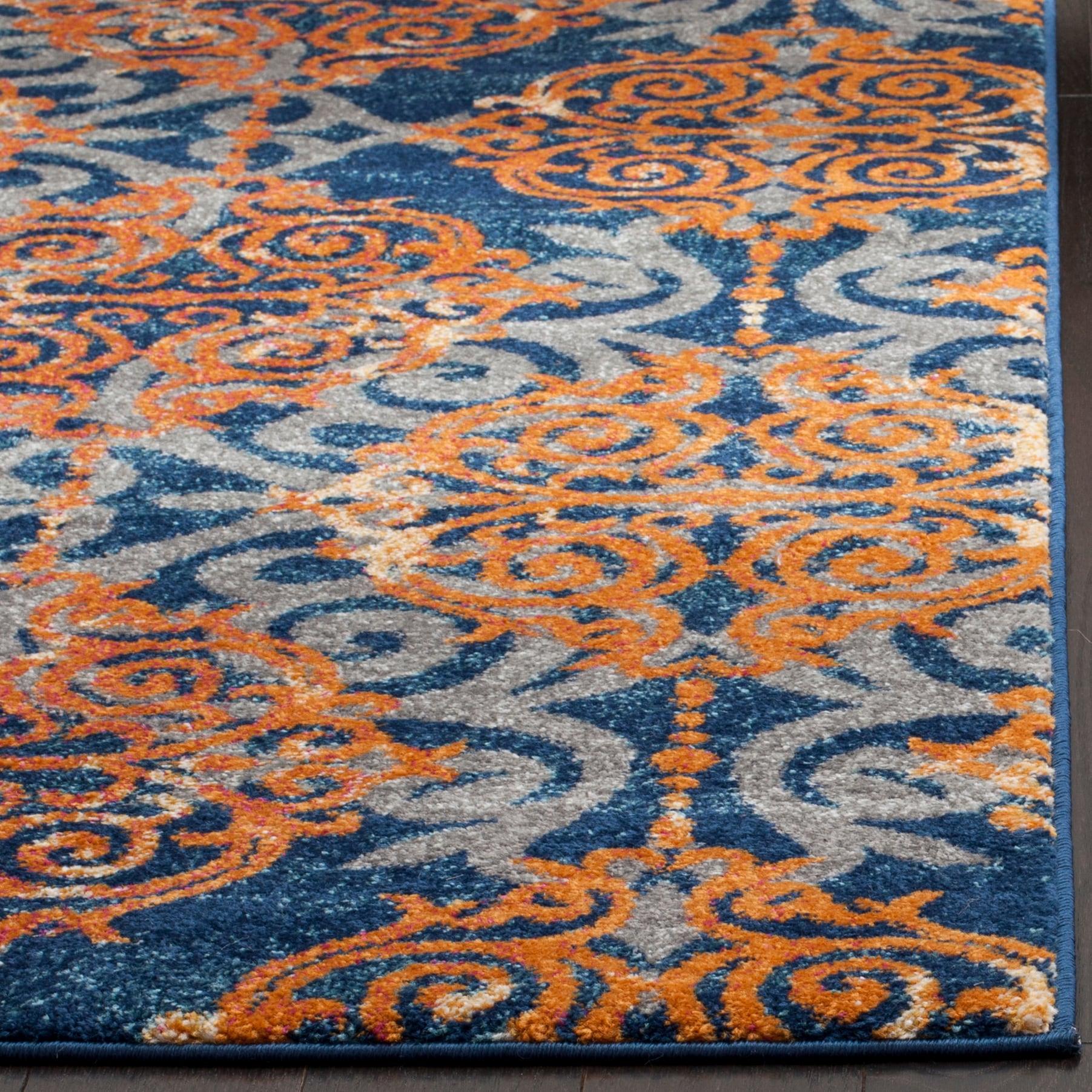 Evoke EVK230 Power Loomed Area Rug - Blue/Orange - 4'x6' - Safavieh.