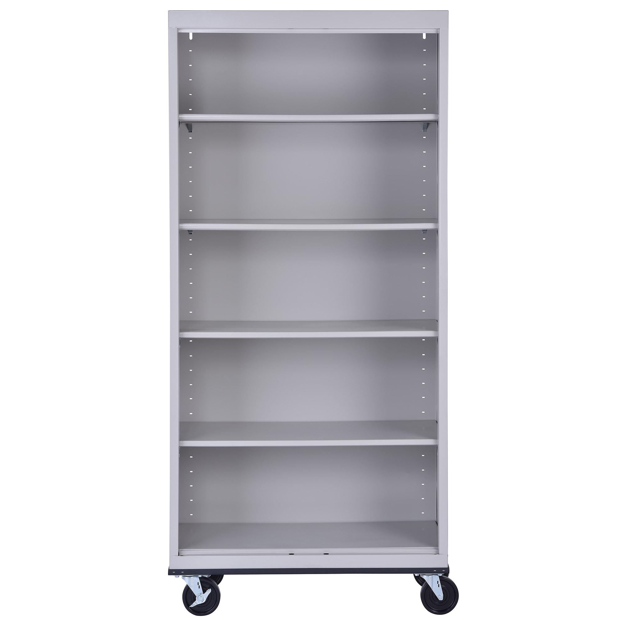 Sandusky Lee 36" W x 18" D x 78" H Steel Mobile Bookcase with 4 Adjustable Shelves by Sandusky
